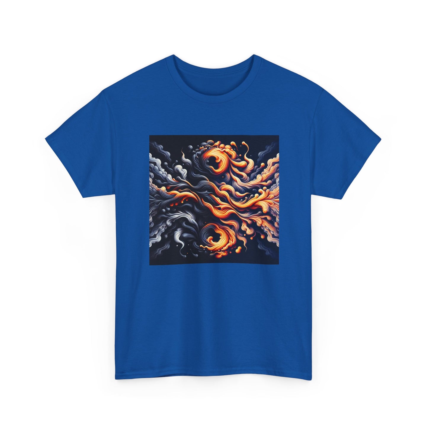 Smoke Swirl Sensation: Mesmerize in Black & Orange T-Shirt