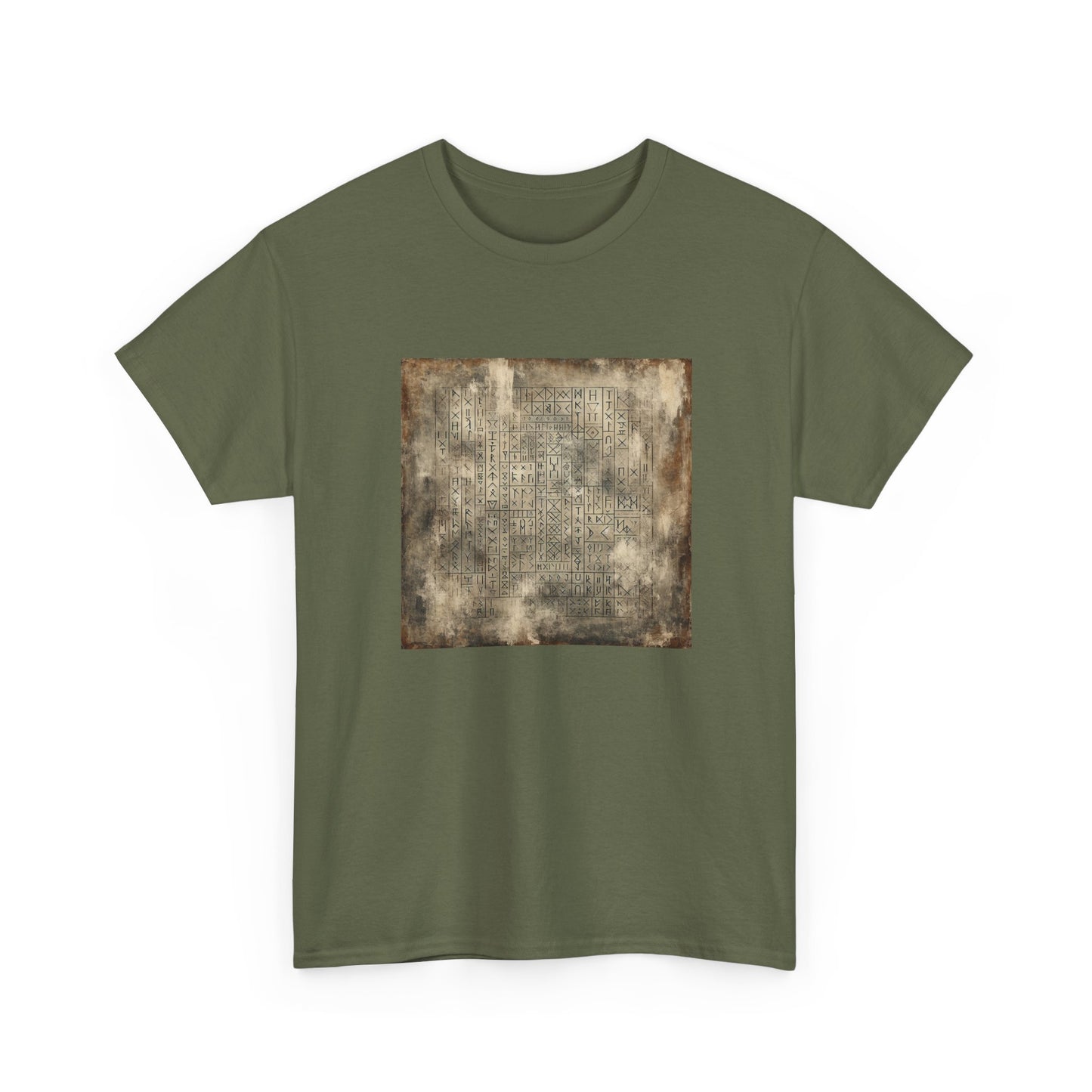 Runic Whispers: Secrets Beneath the Grunge T-Shirt