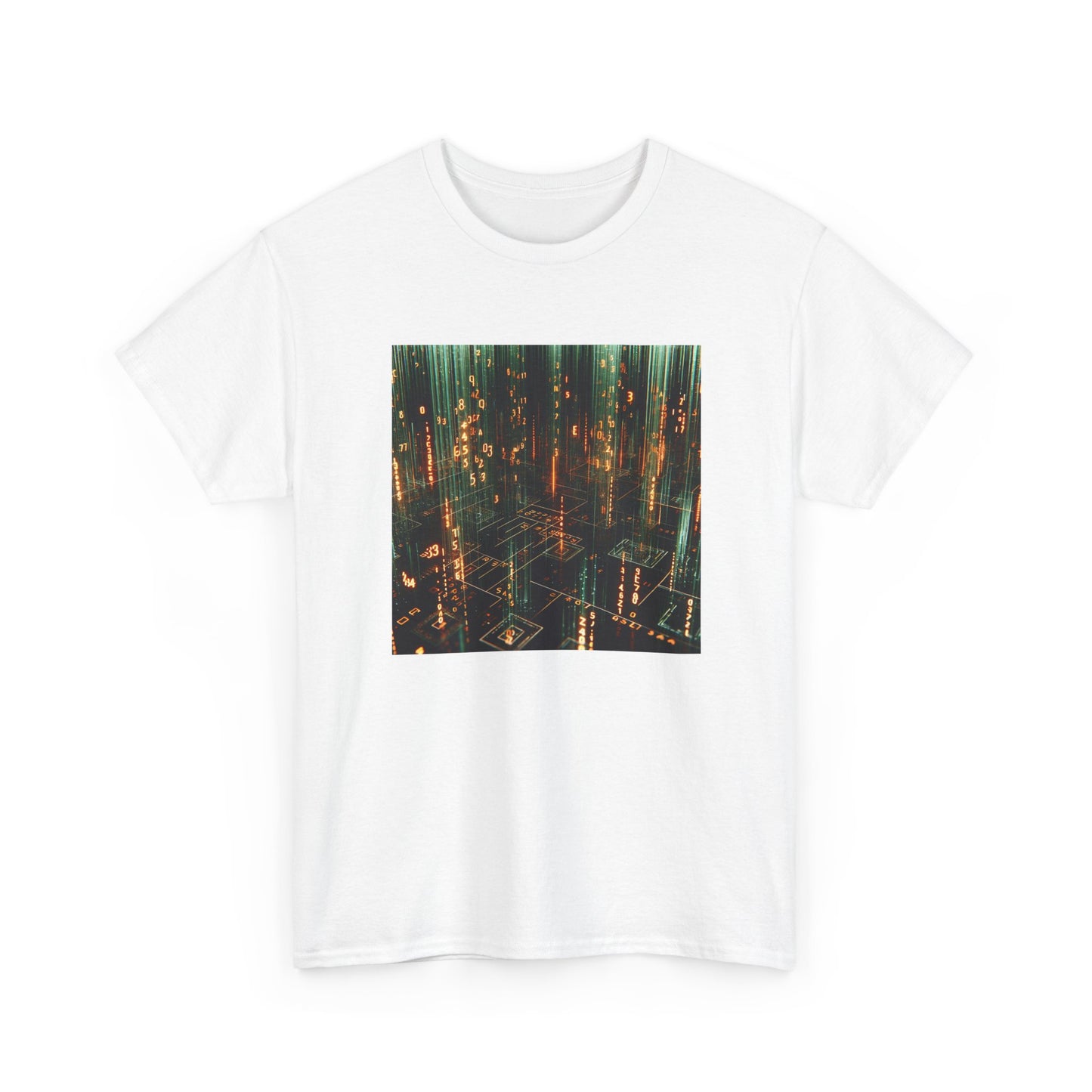 Code Cascade: Orange Matrix Vibes Tee T-Shirt