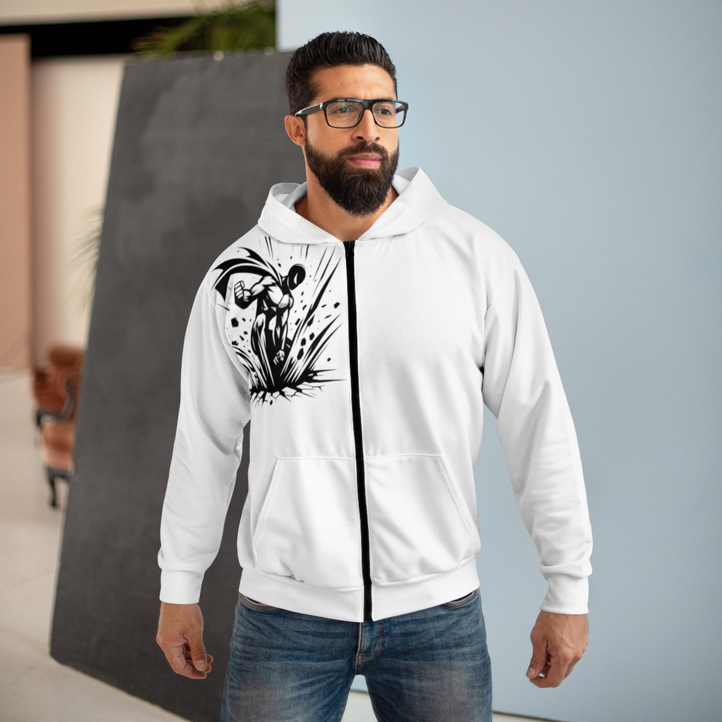 Super hero Design [Unisex Zip Hoodie (AOP)]