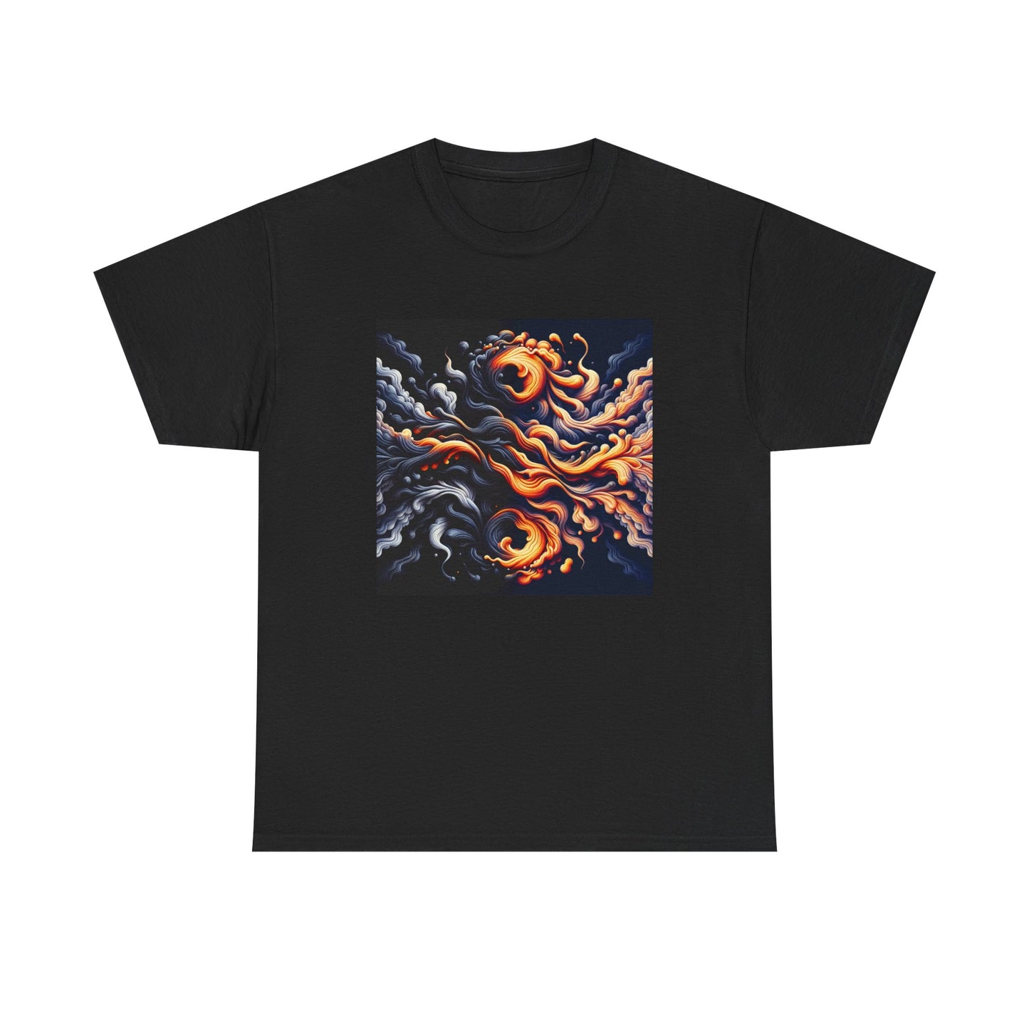 Smoke Swirl Sensation: Mesmerize in Black & Orange T-Shirt