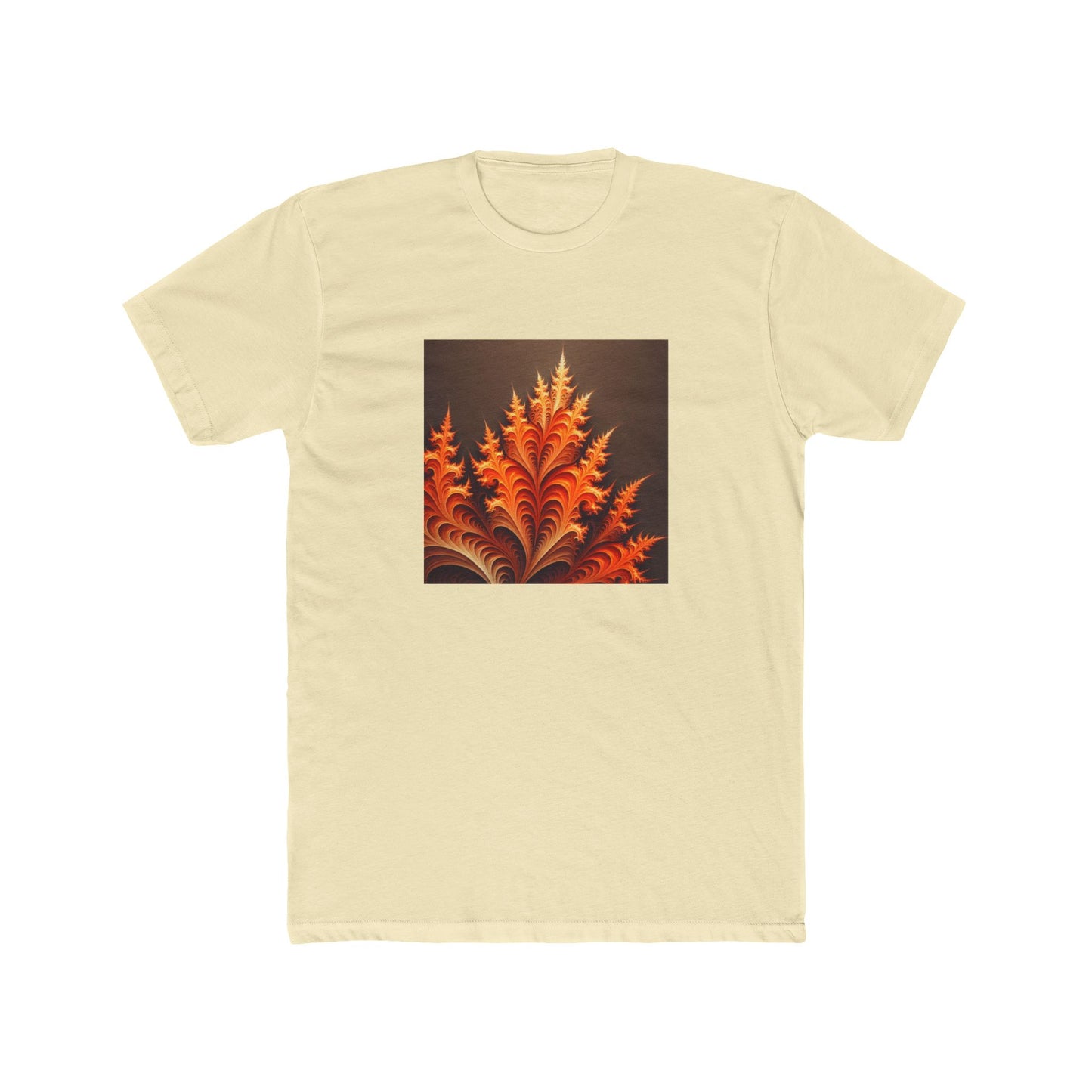 Fractal Flames: Ignite Your Style in Orange T-Shirt