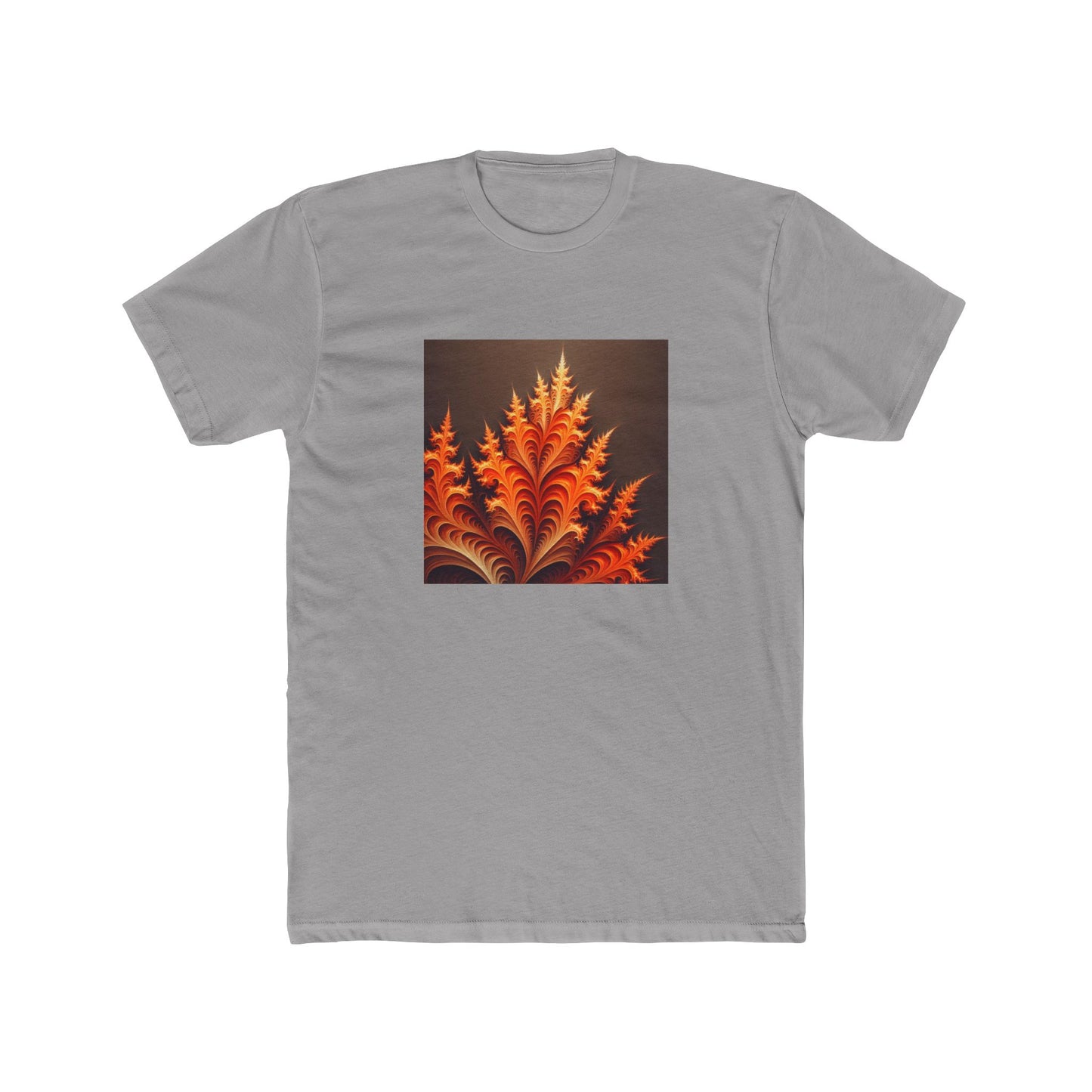 Fractal Flames: Ignite Your Style in Orange T-Shirt