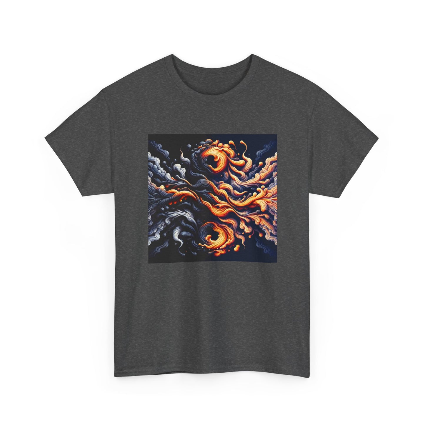 Smoke Swirl Sensation: Mesmerize in Black & Orange T-Shirt