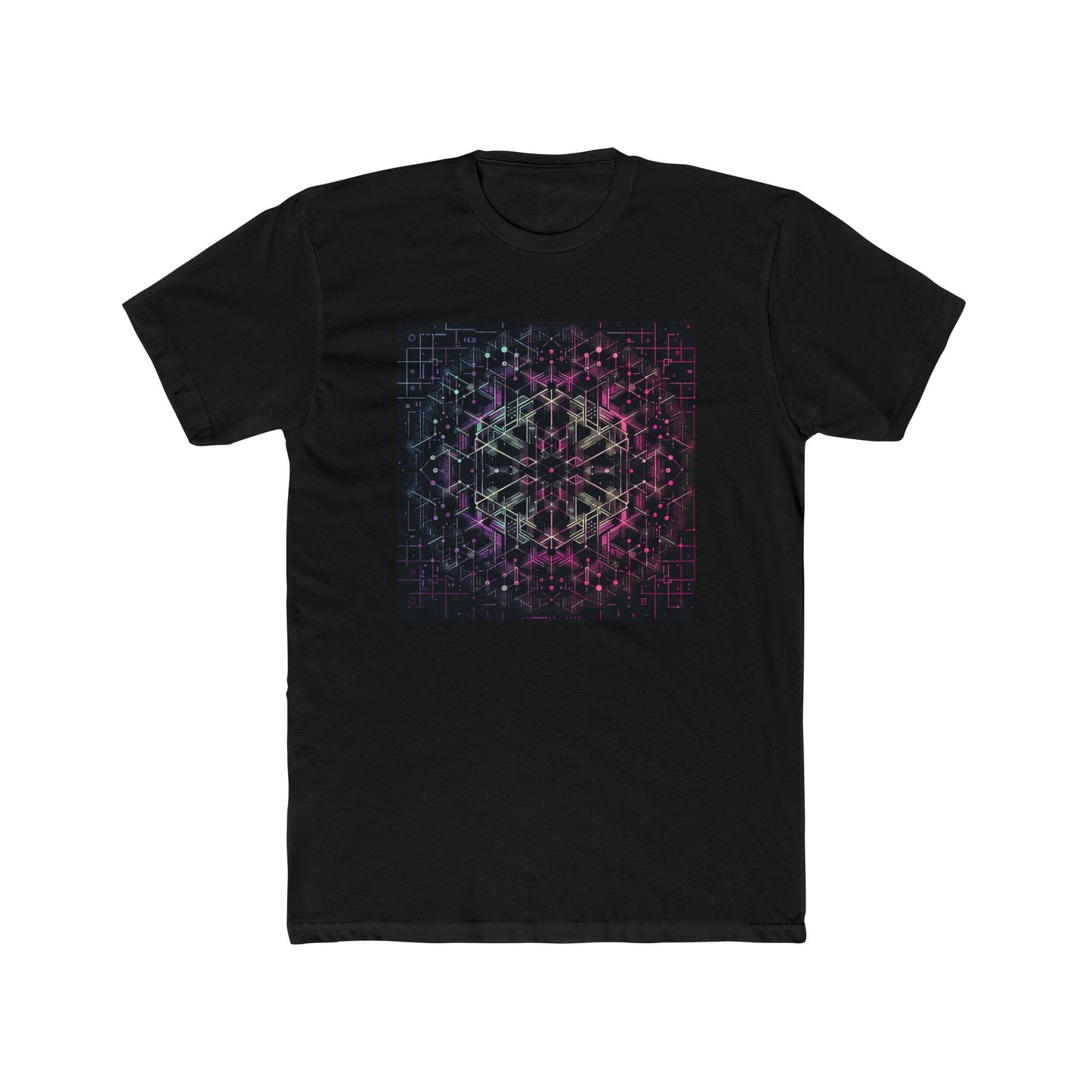 Ultraviolet Glitch Grid: Tessellated Tech Vibes T-Shirt