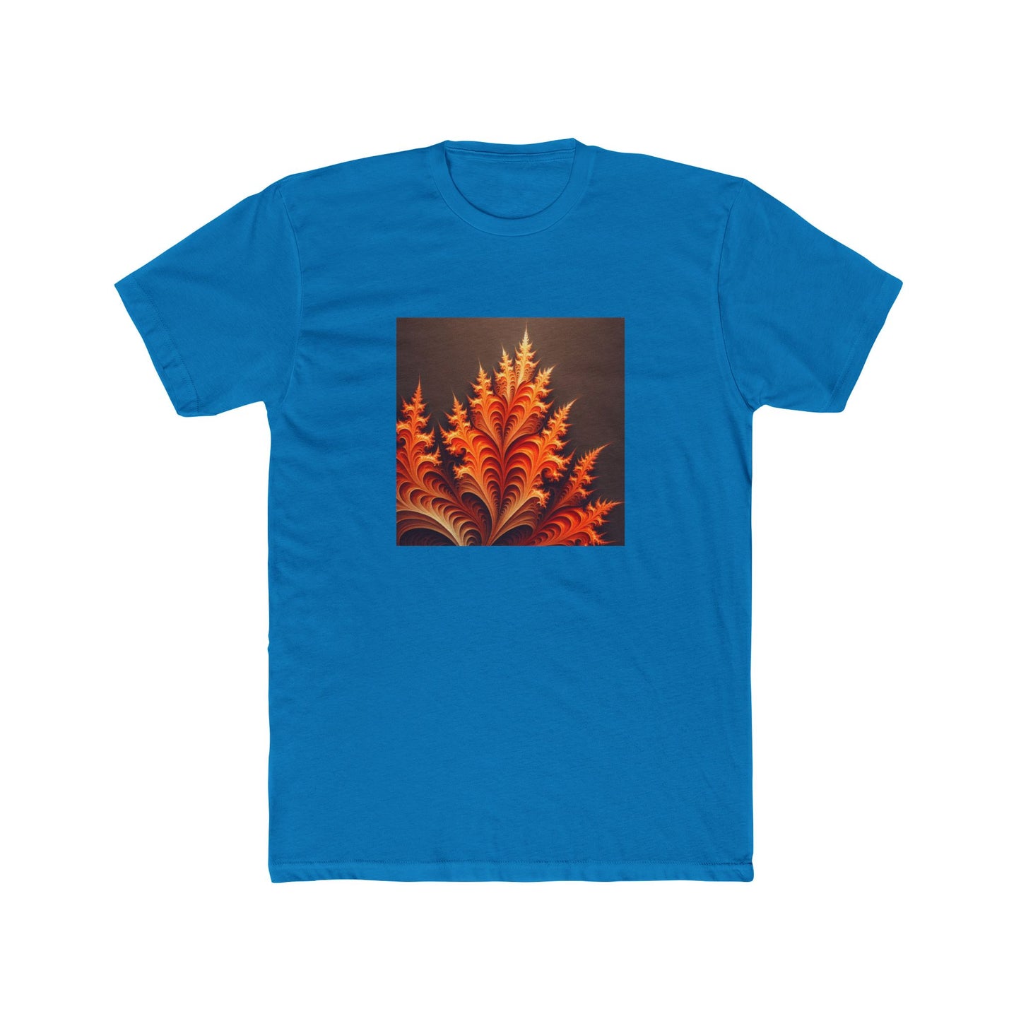 Fractal Flames: Ignite Your Style in Orange T-Shirt