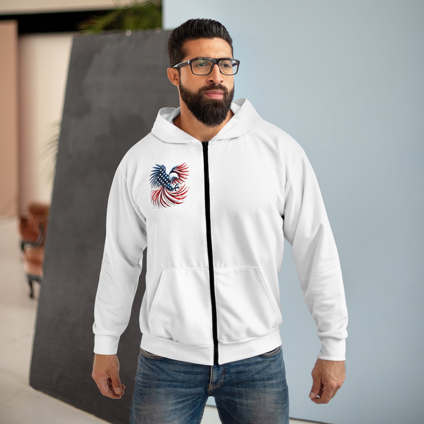 July 4th Design [Unisex Zip Hoodie (AOP)]