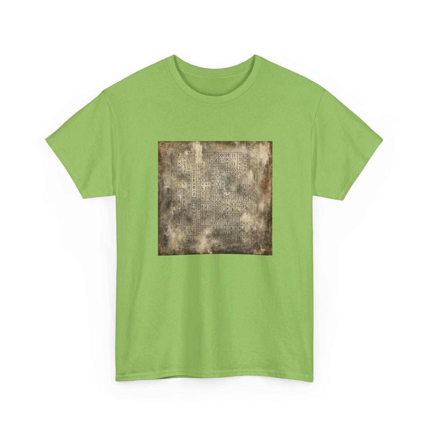 Runic Whispers: Secrets Beneath the Grunge T-Shirt
