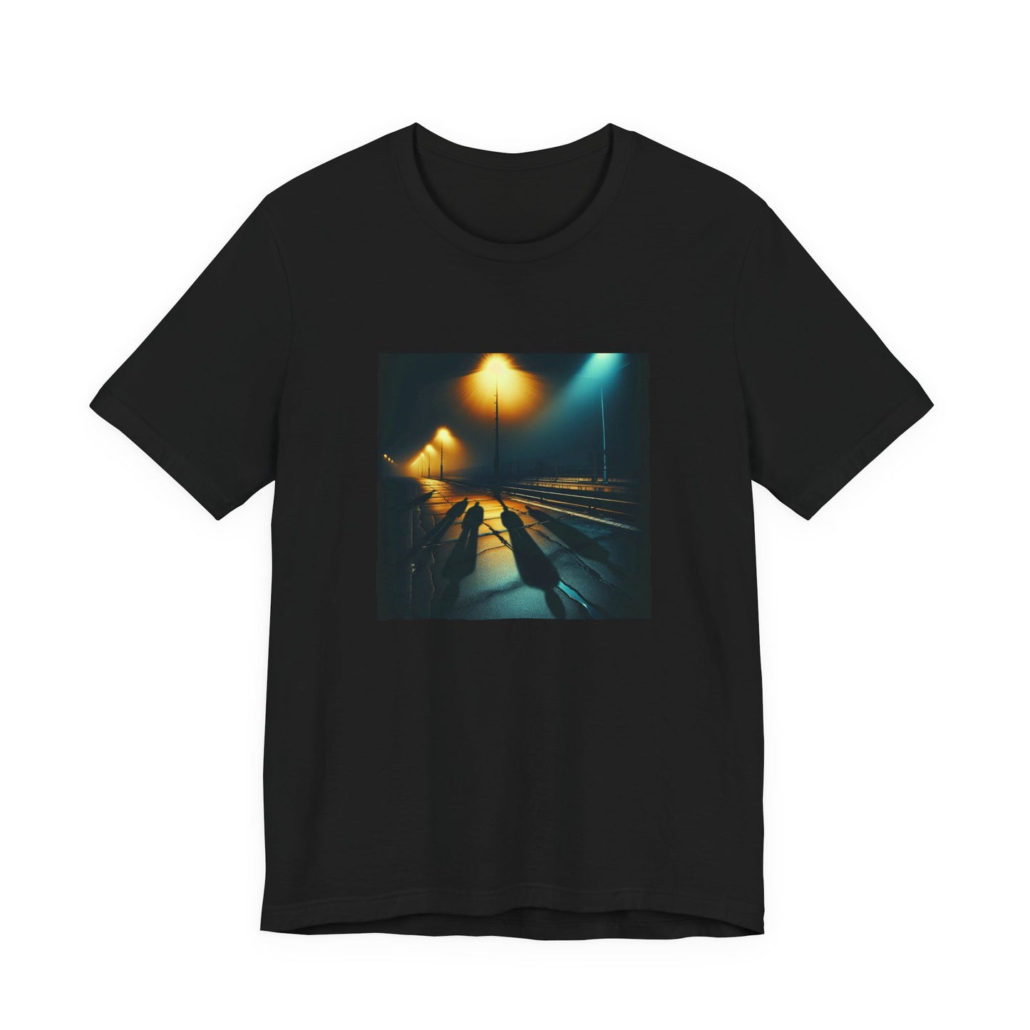 Ghostly Glows: Streetlights Casting Eerie Shadows T-Shirt