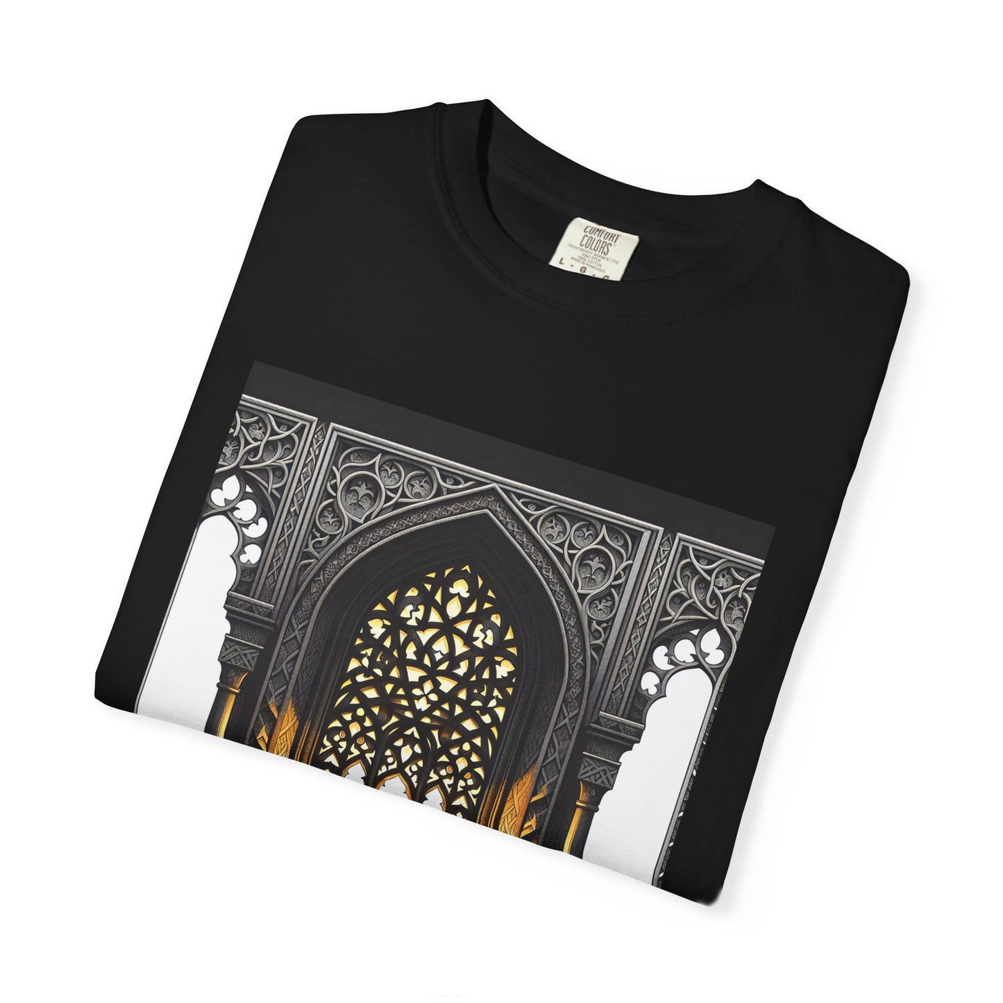 Ghostly Glow: Gothic Windows Aglow with Candlelight T-Shirt