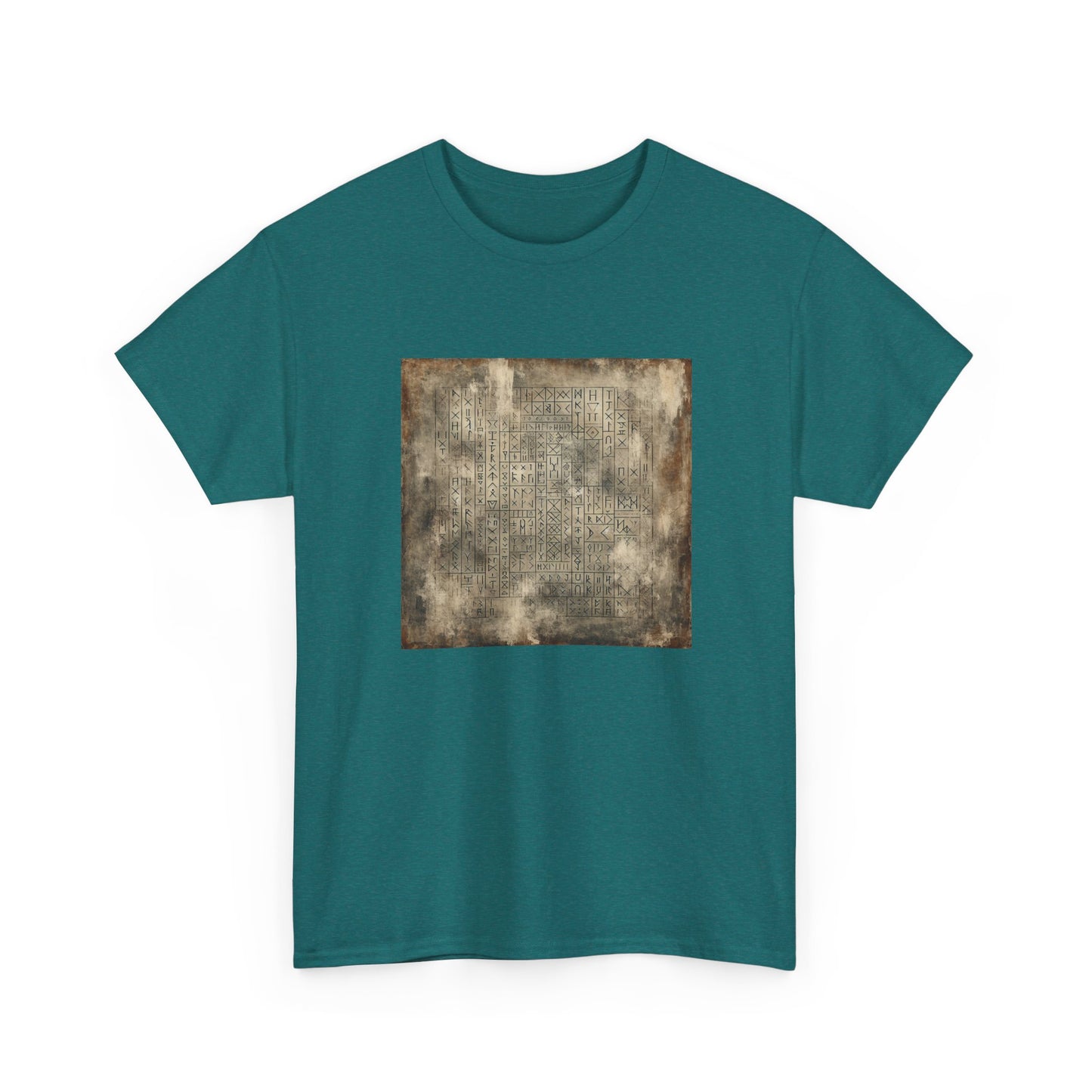 Runic Whispers: Secrets Beneath the Grunge T-Shirt