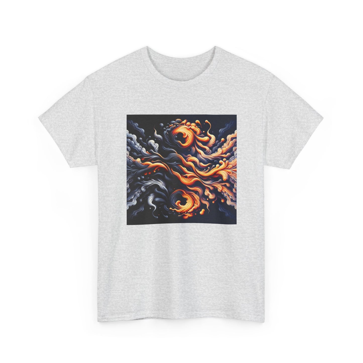 Smoke Swirl Sensation: Mesmerize in Black & Orange T-Shirt