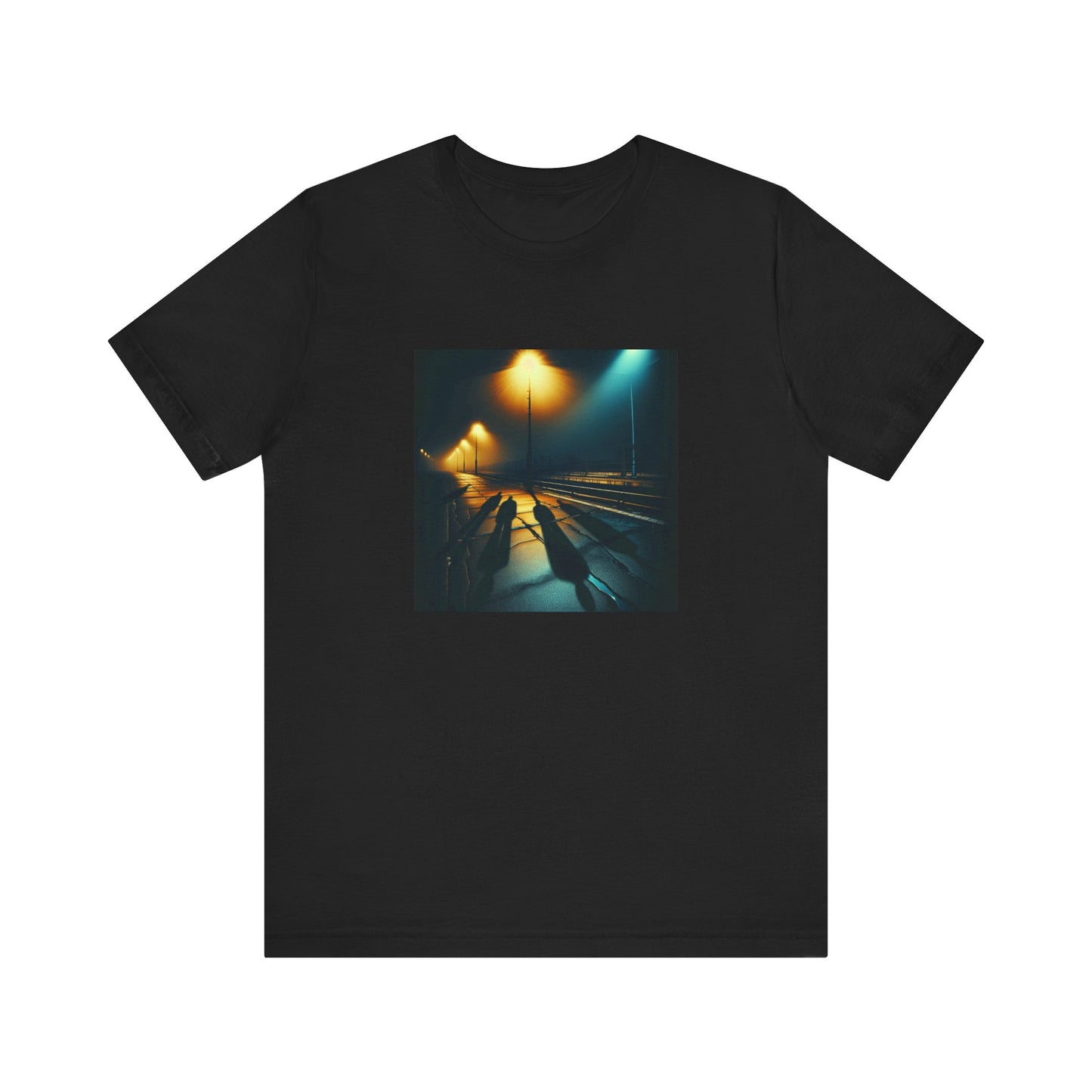 Ghostly Glows: Streetlights Casting Eerie Shadows T-Shirt