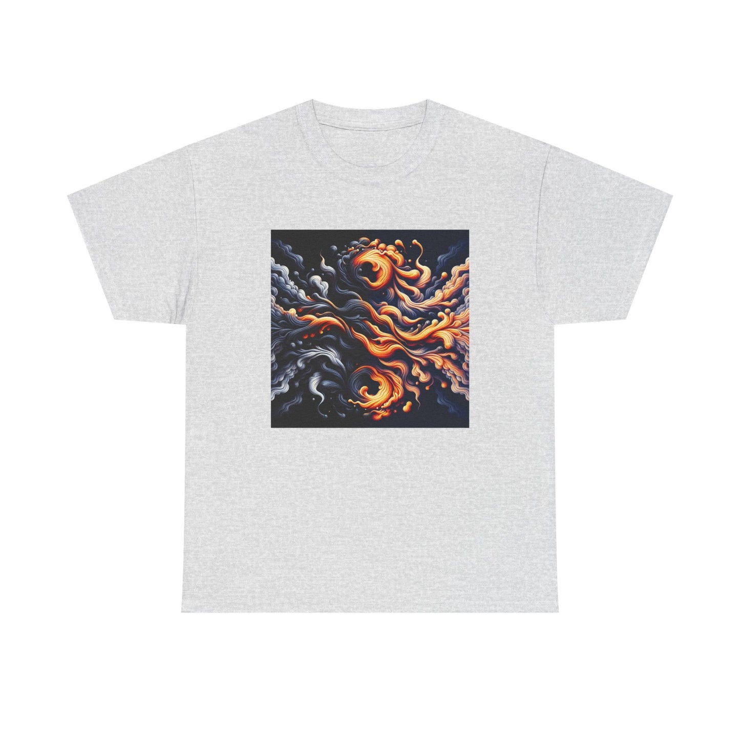 Smoke Swirl Sensation: Mesmerize in Black & Orange T-Shirt