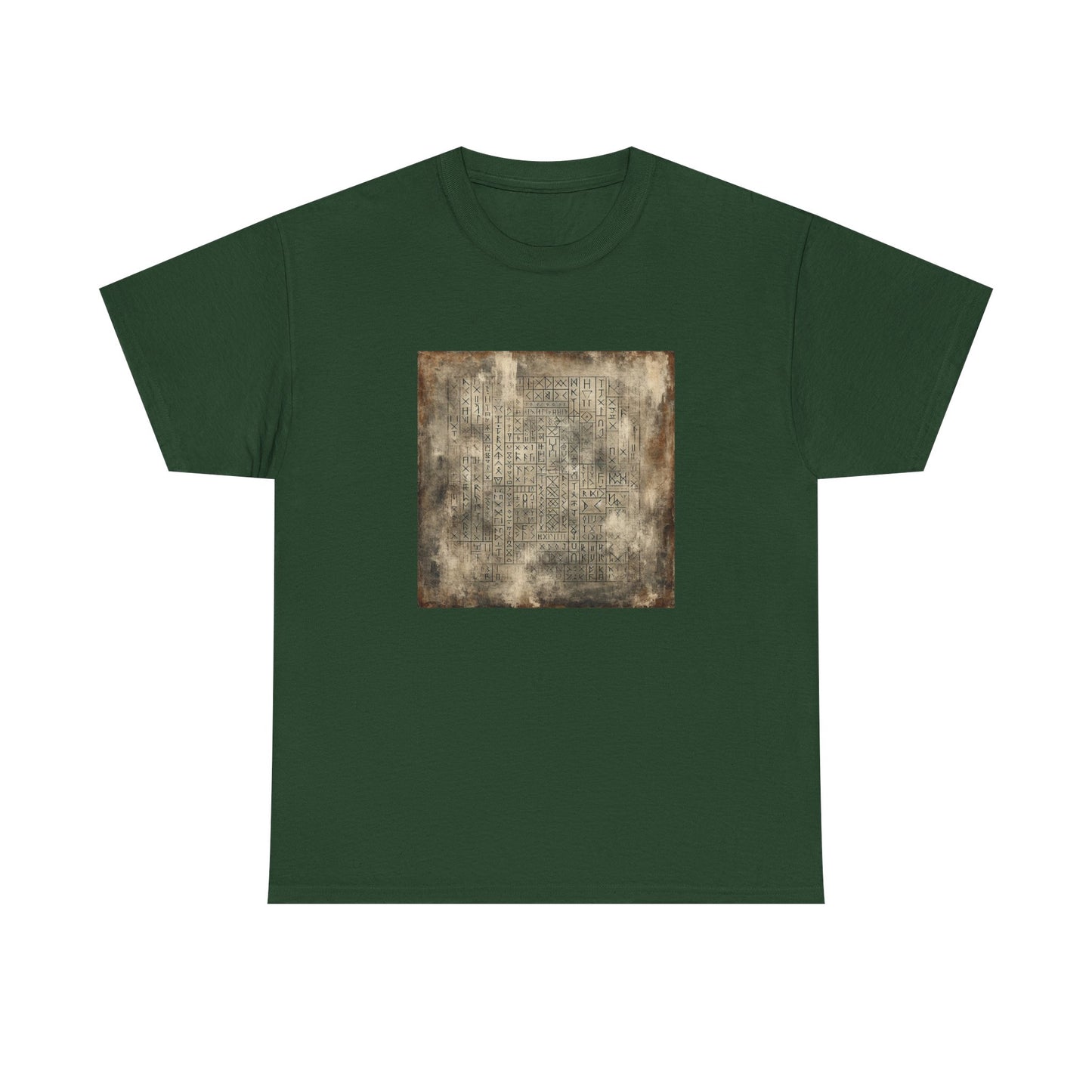 Runic Whispers: Secrets Beneath the Grunge T-Shirt