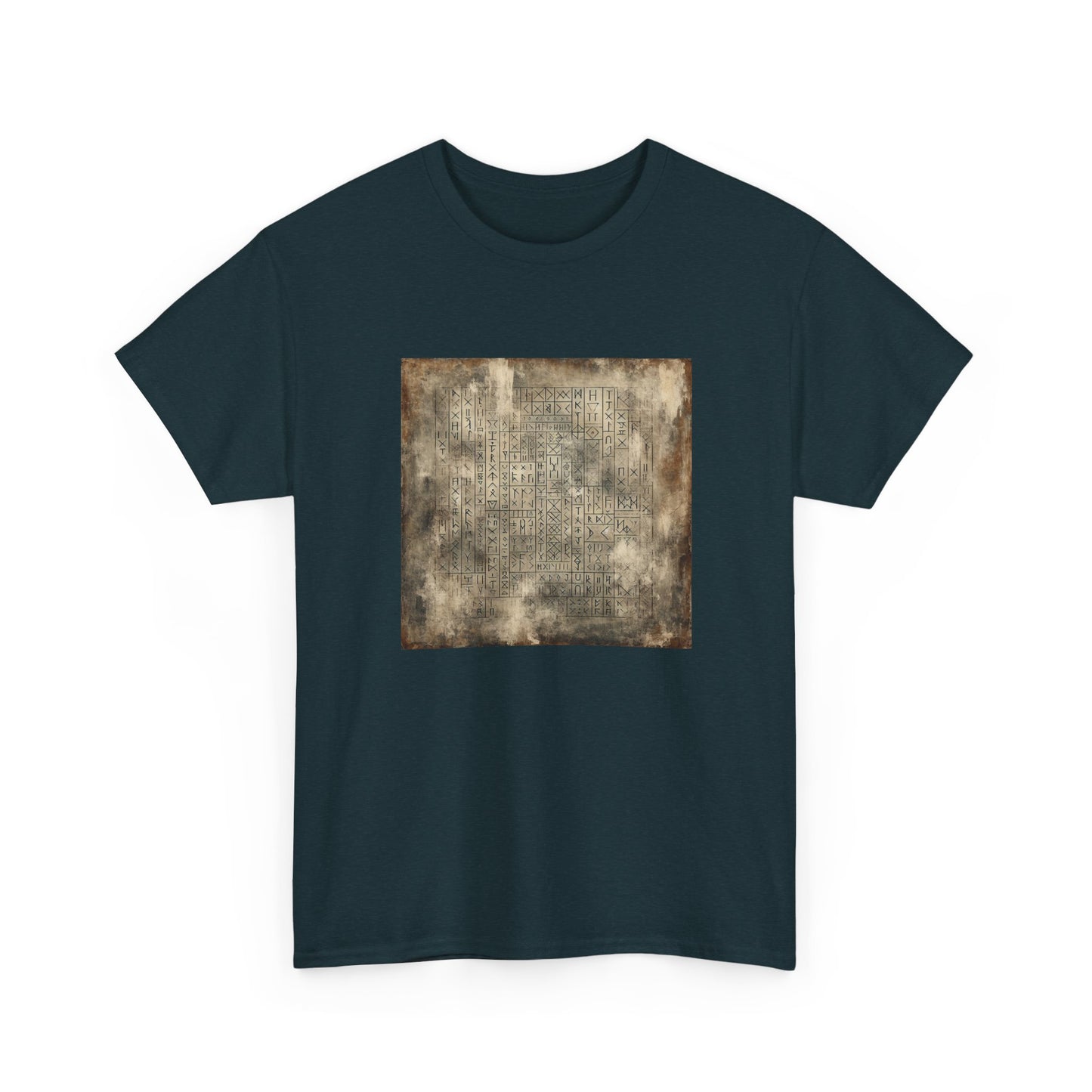 Runic Whispers: Secrets Beneath the Grunge T-Shirt