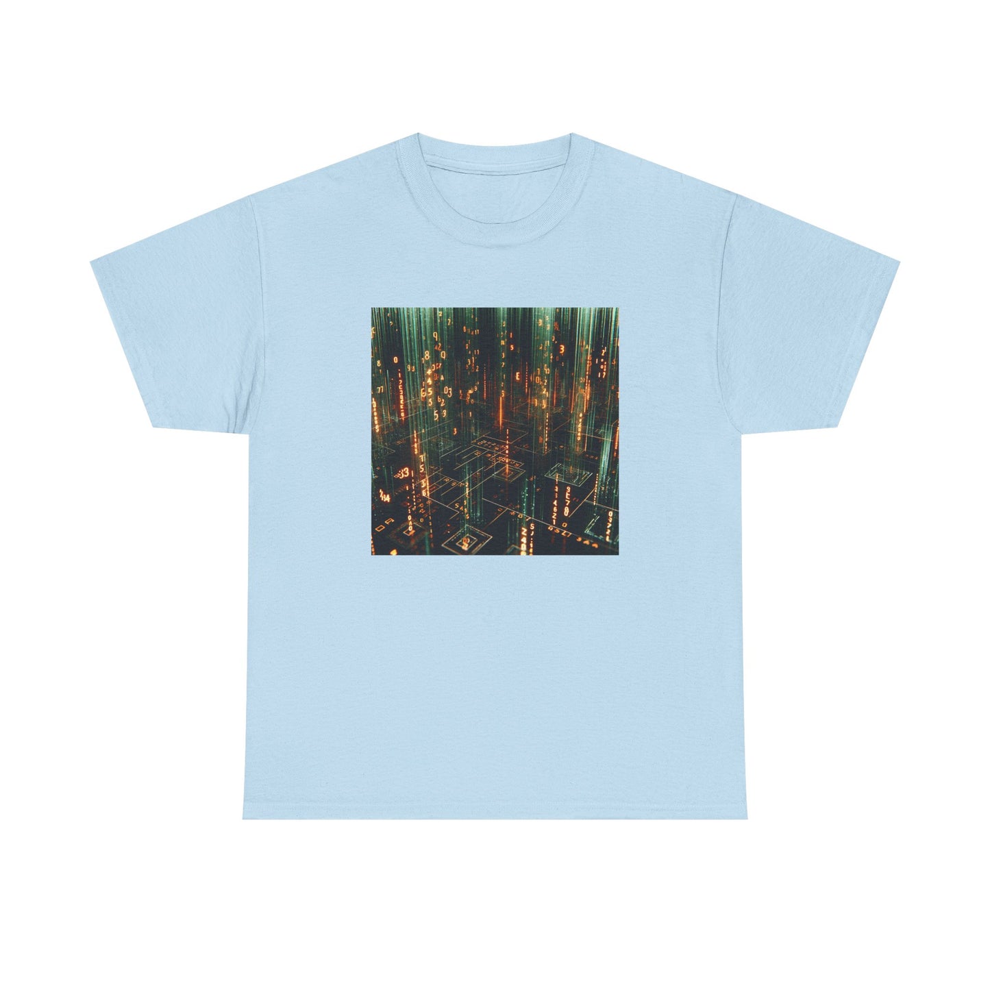 Code Cascade: Orange Matrix Vibes Tee T-Shirt