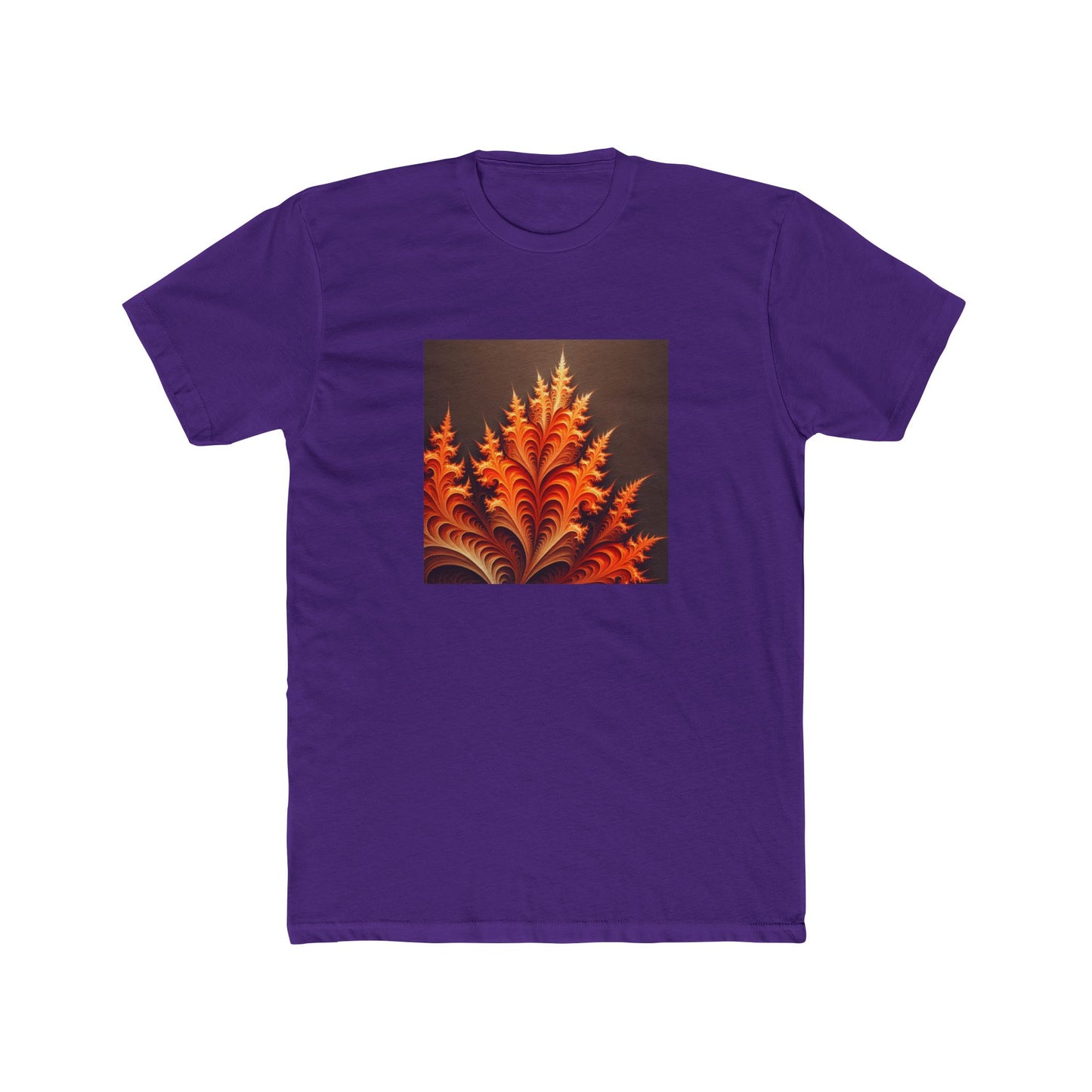 Fractal Flames: Ignite Your Style in Orange T-Shirt