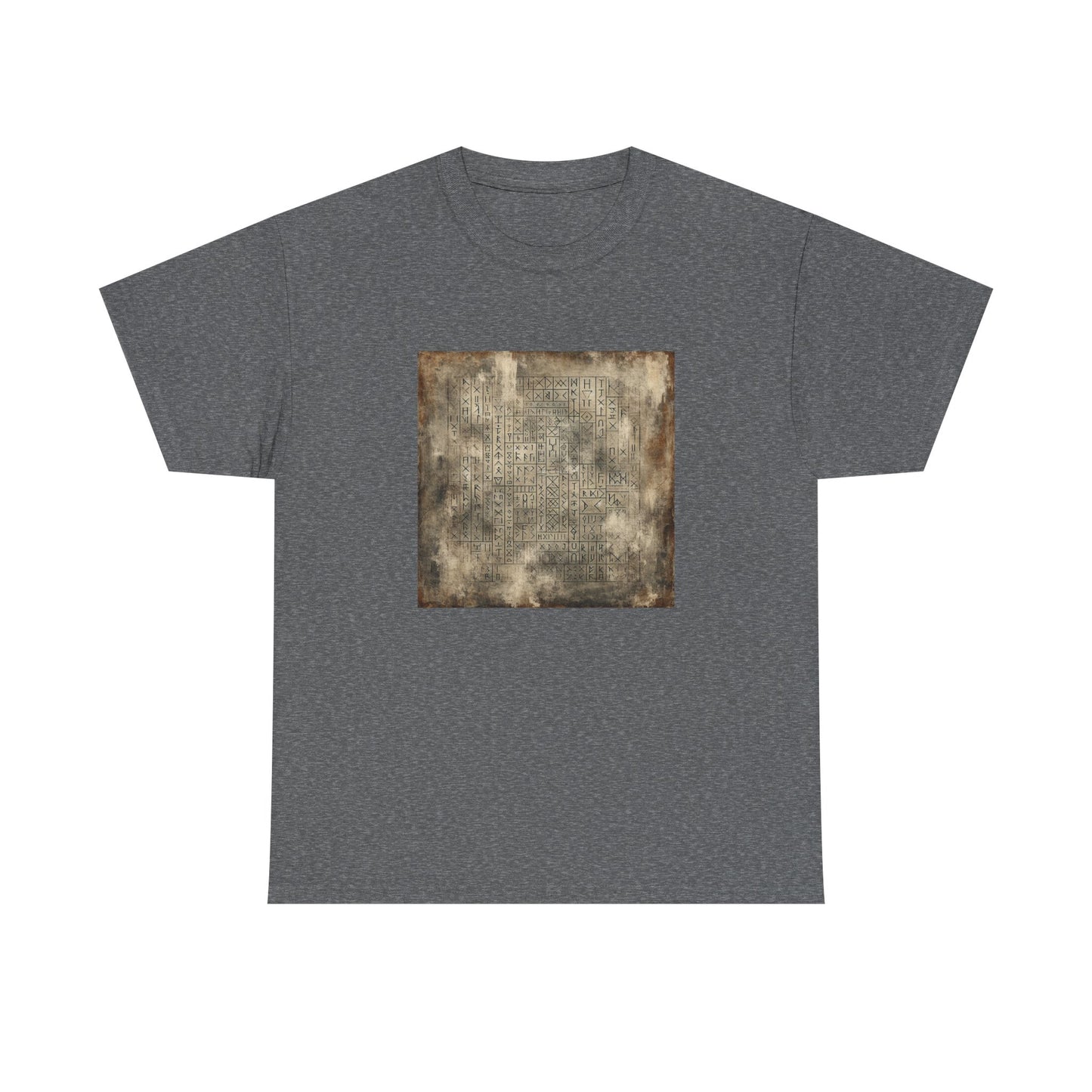 Runic Whispers: Secrets Beneath the Grunge T-Shirt