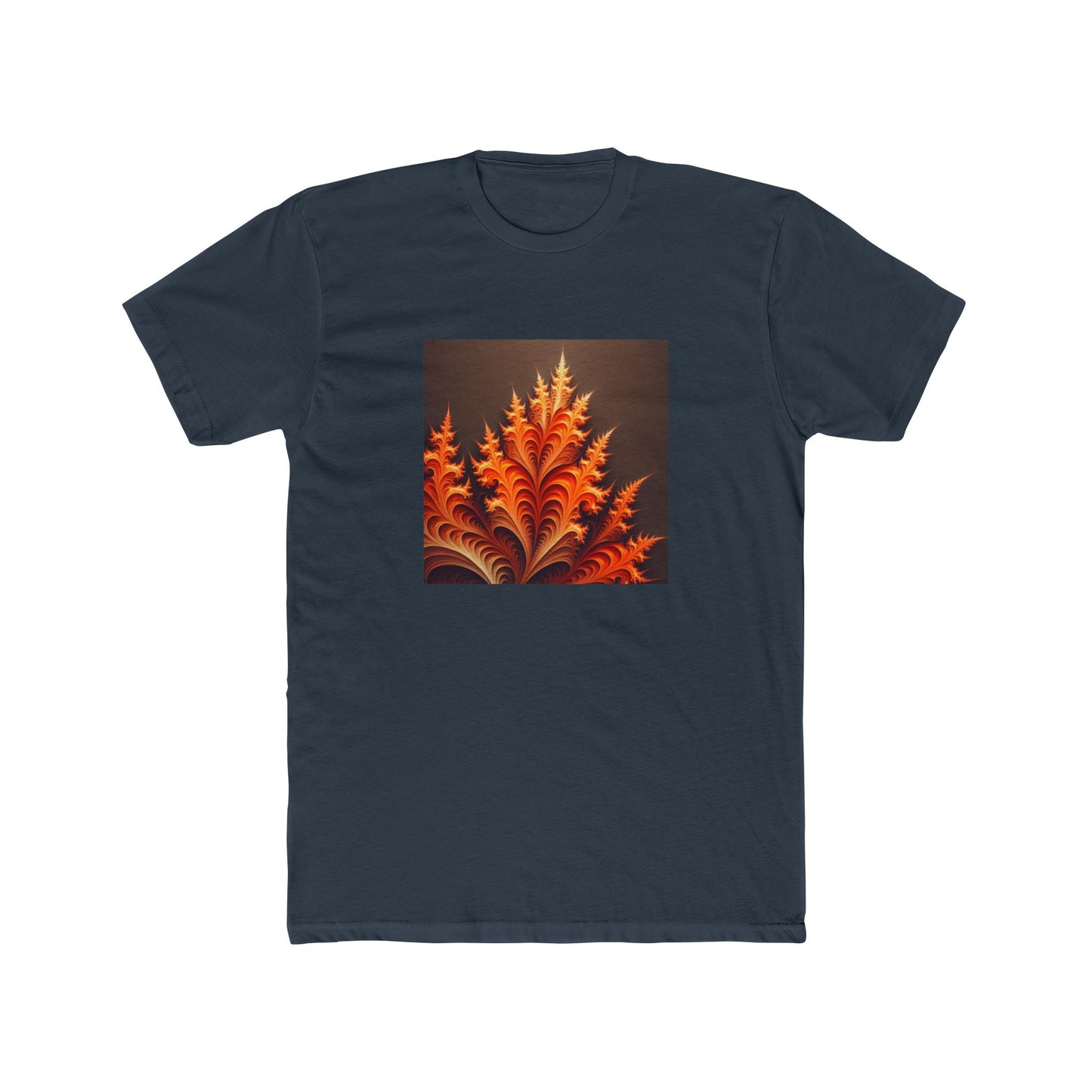Fractal Flames: Ignite Your Style in Orange T-Shirt