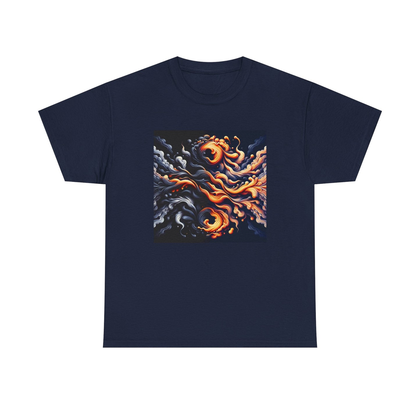 Smoke Swirl Sensation: Mesmerize in Black & Orange T-Shirt