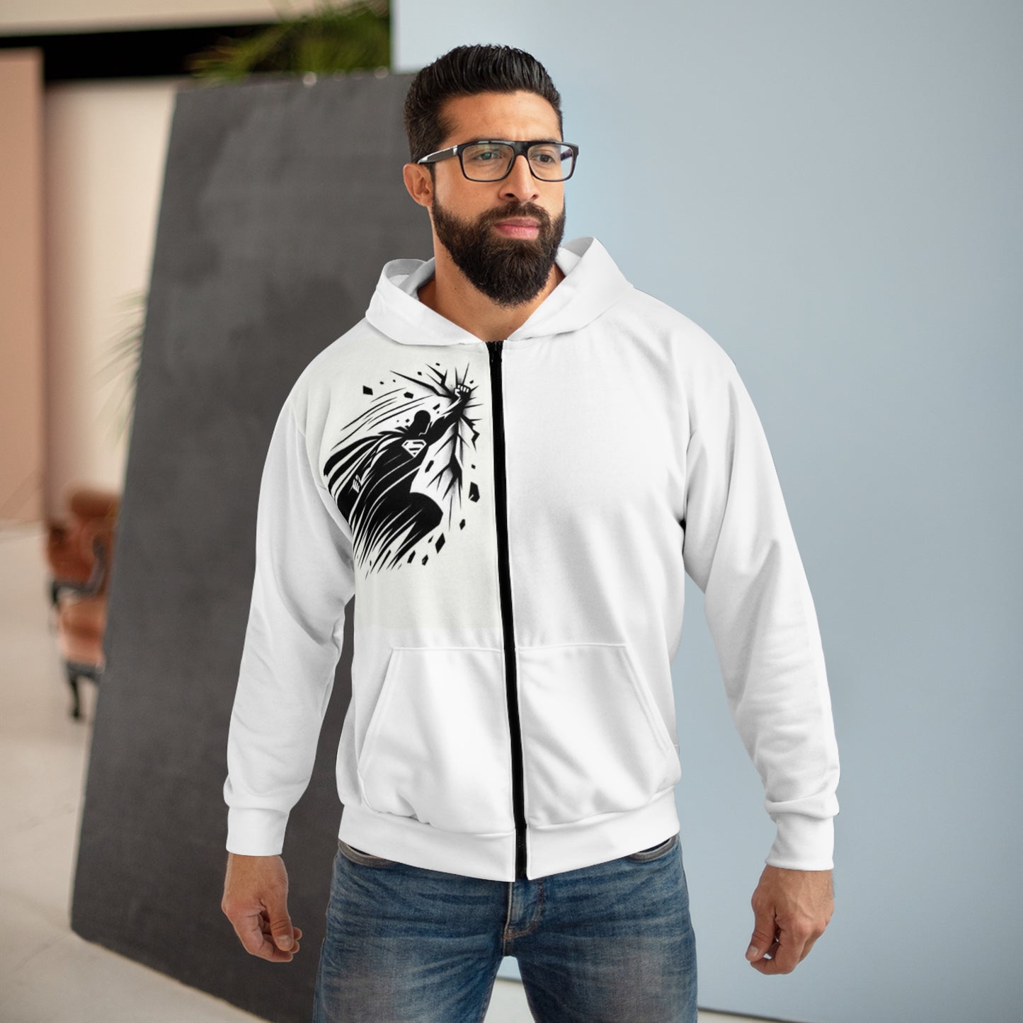 Super hero Design [Unisex Zip Hoodie (AOP)]