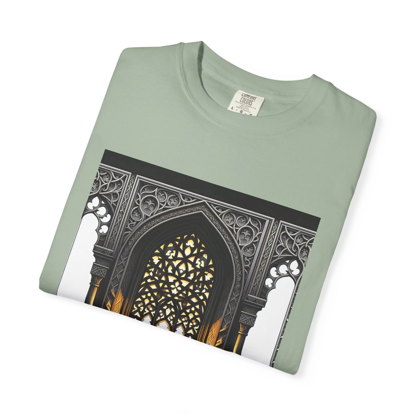 Ghostly Glow: Gothic Windows Aglow with Candlelight T-Shirt