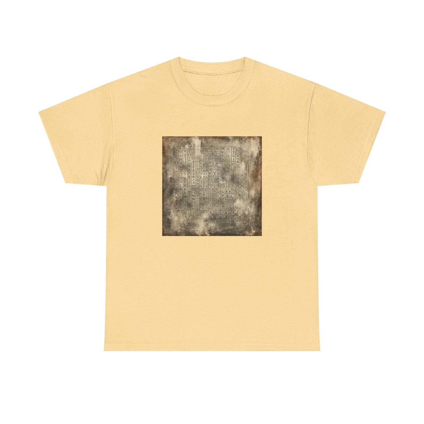 Runic Whispers: Secrets Beneath the Grunge T-Shirt