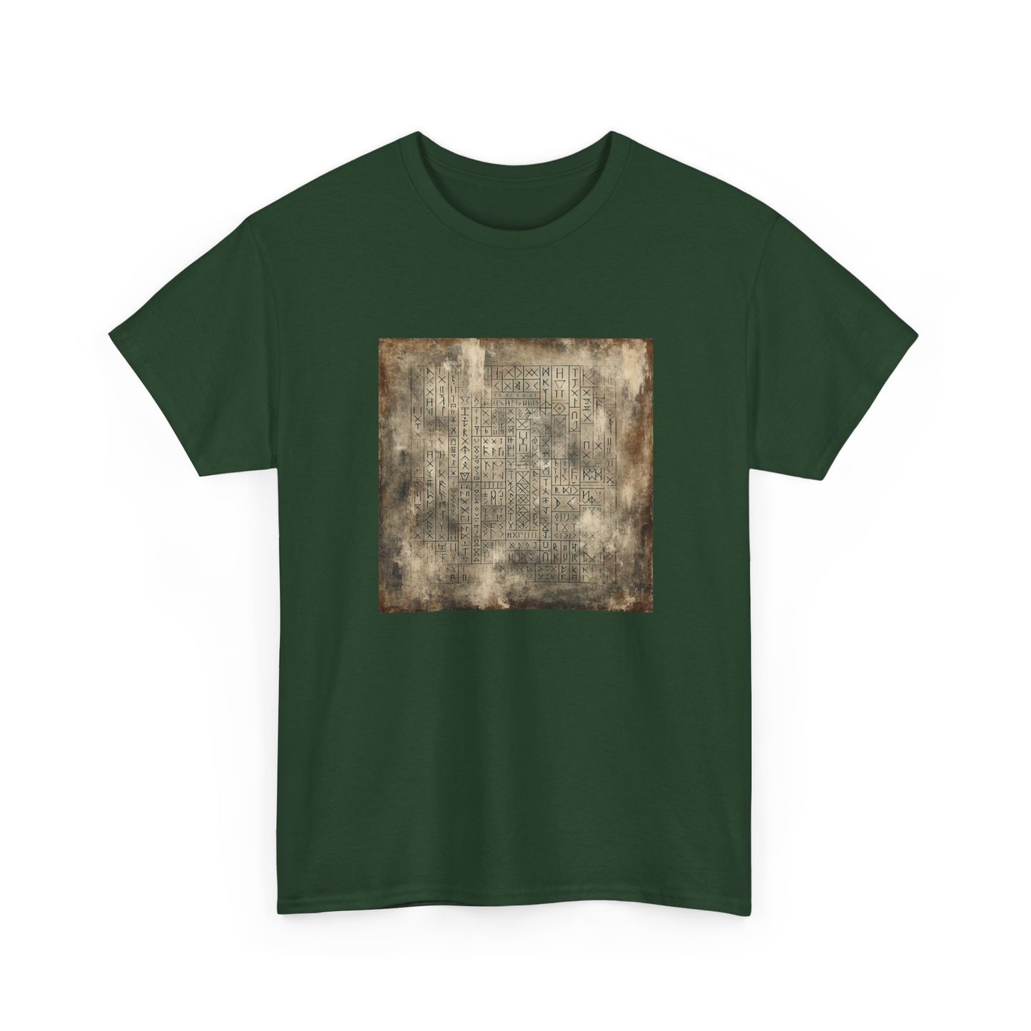 Runic Whispers: Secrets Beneath the Grunge T-Shirt