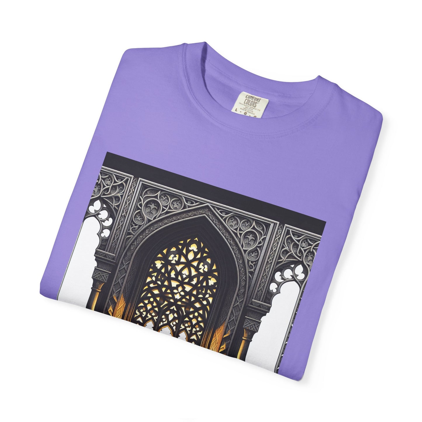 Ghostly Glow: Gothic Windows Aglow with Candlelight T-Shirt