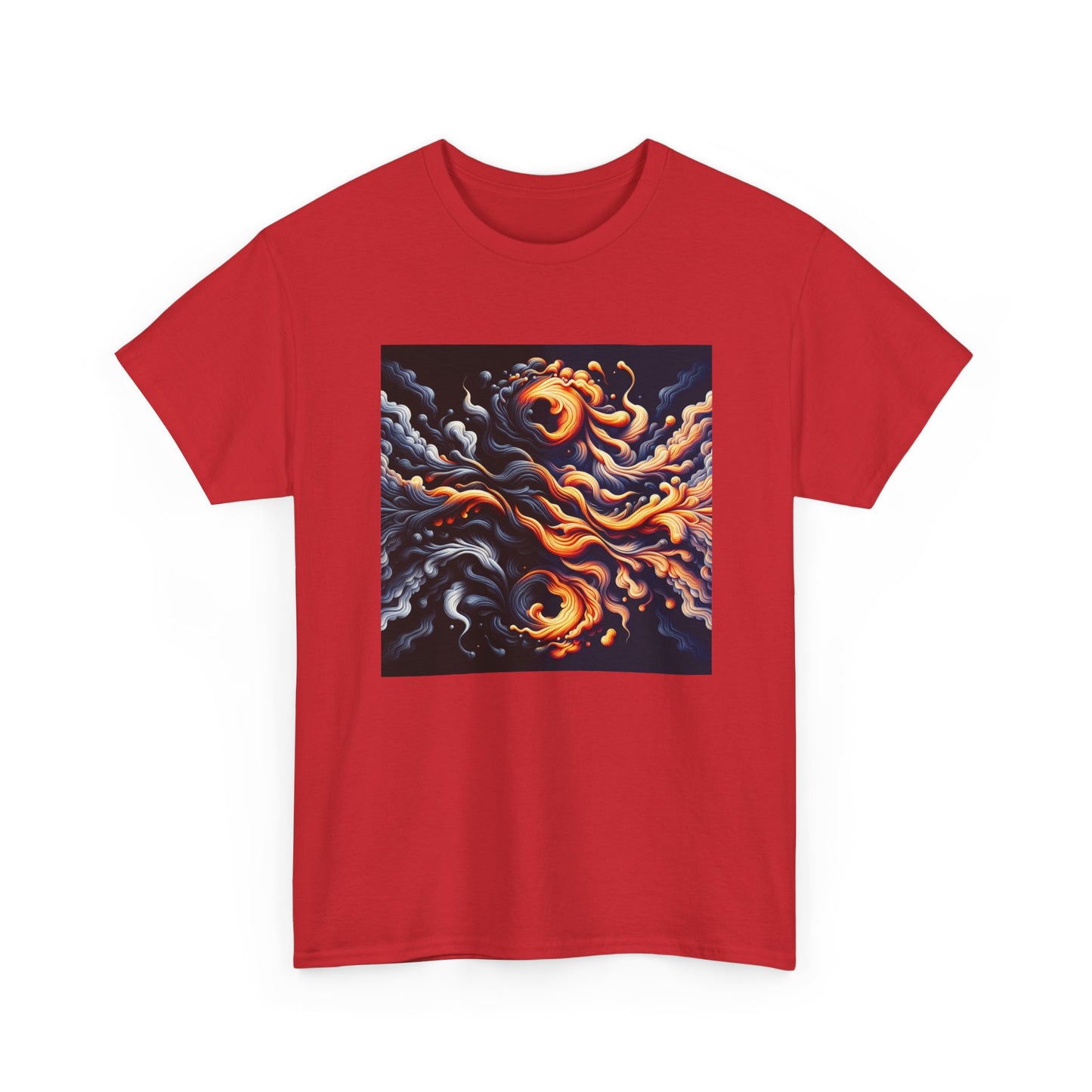 Smoke Swirl Sensation: Mesmerize in Black & Orange T-Shirt