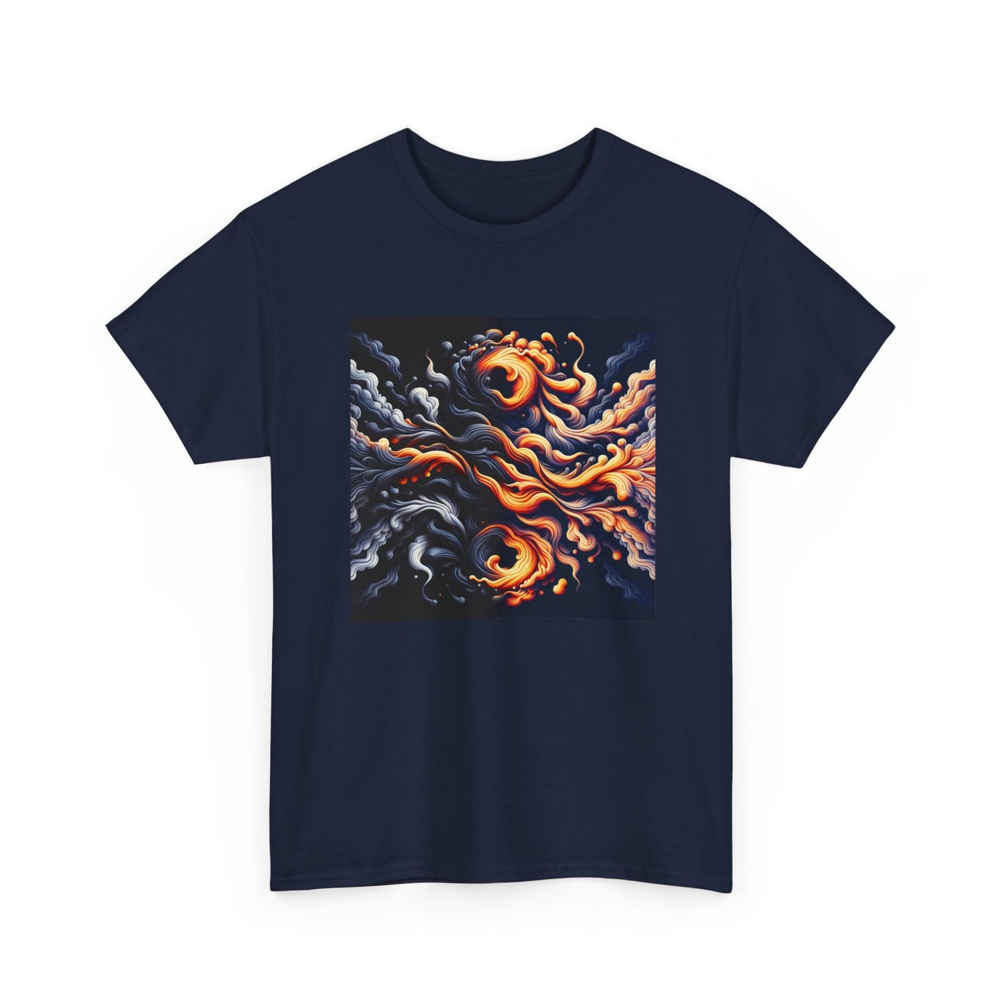 Smoke Swirl Sensation: Mesmerize in Black & Orange T-Shirt