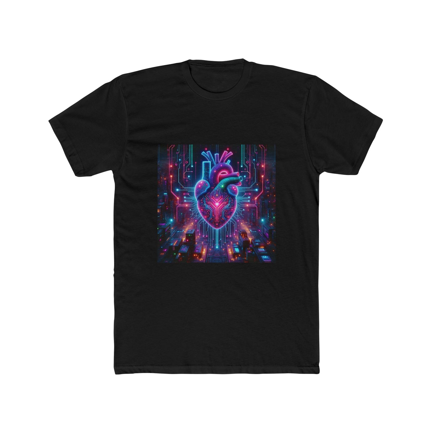 Techno Heartbeat: Love Wired in Neon Circuits T-Shirt