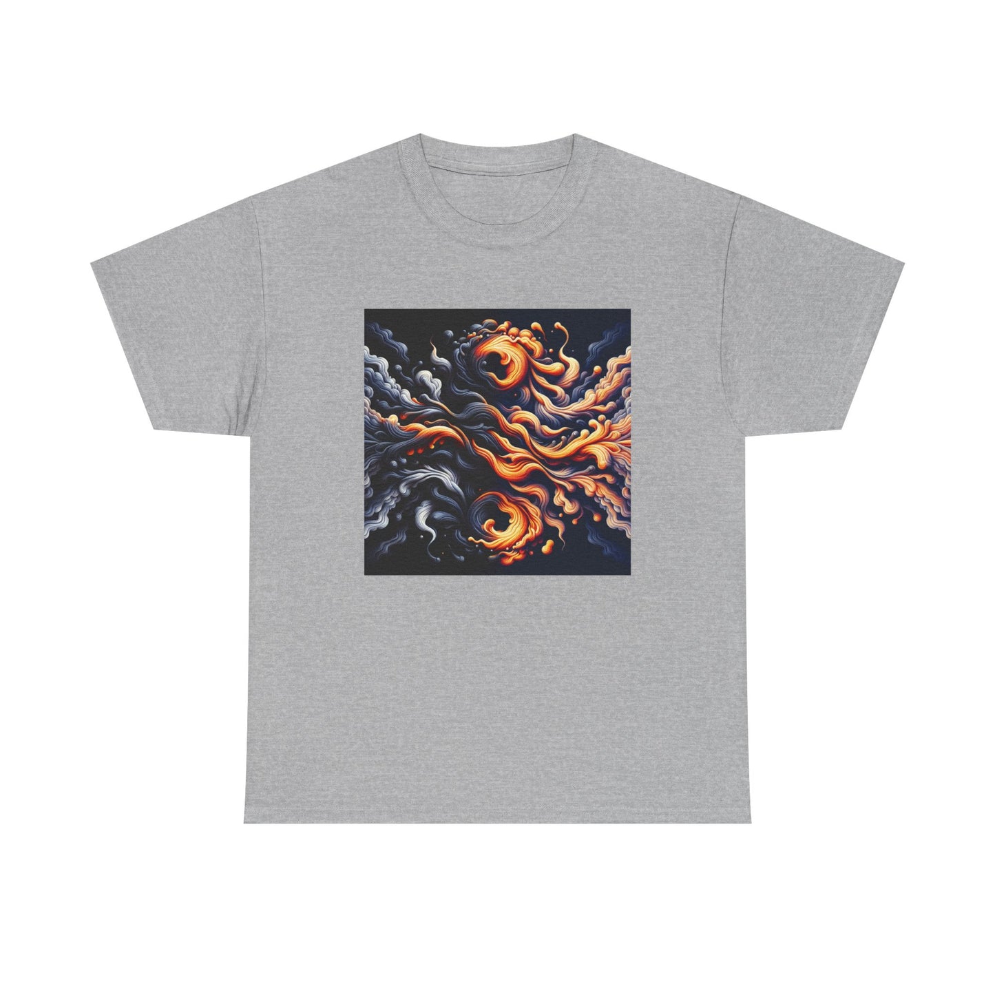 Smoke Swirl Sensation: Mesmerize in Black & Orange T-Shirt