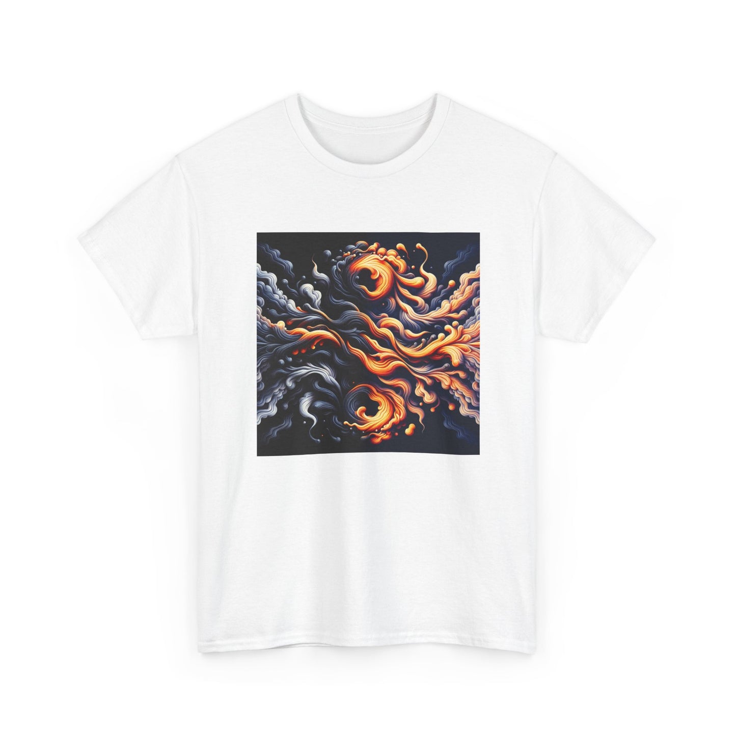 Smoke Swirl Sensation: Mesmerize in Black & Orange T-Shirt