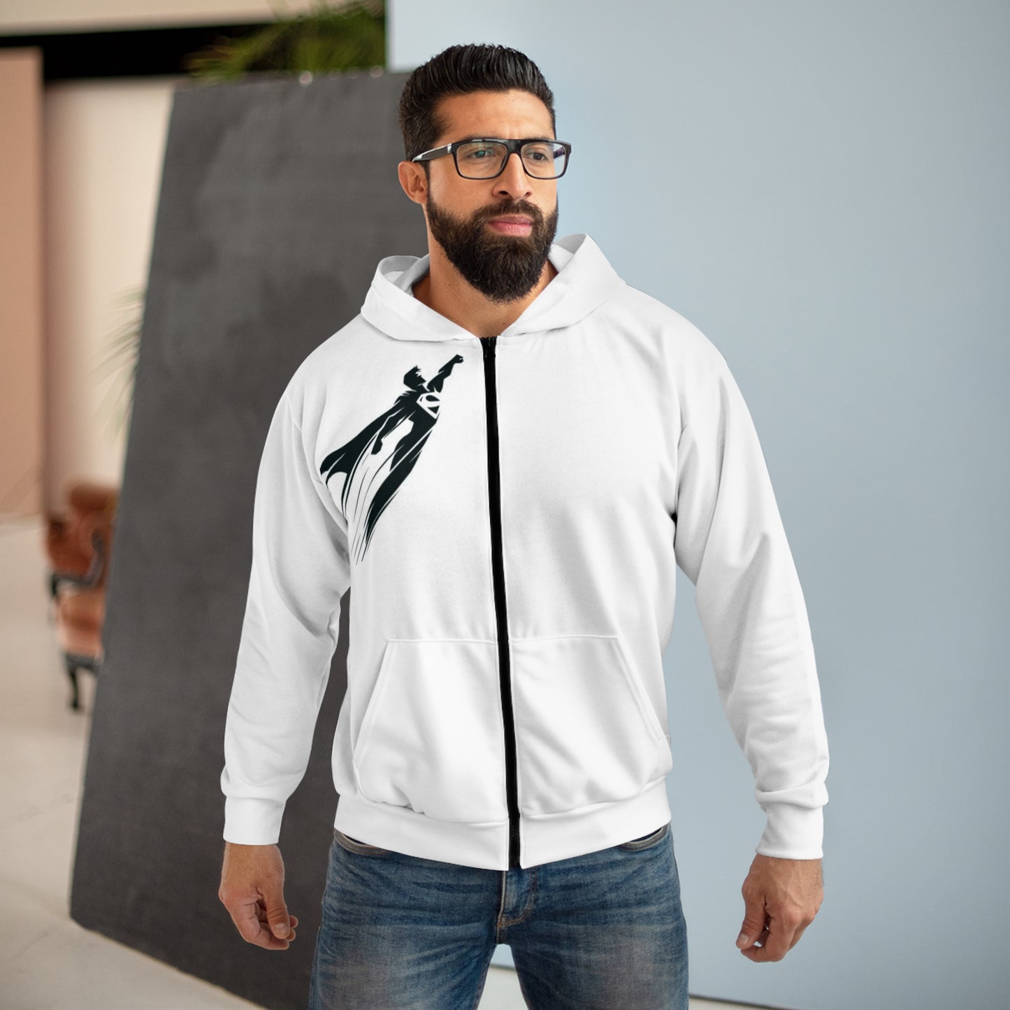 Super hero design [Unisex Zip Hoodie (AOP)]