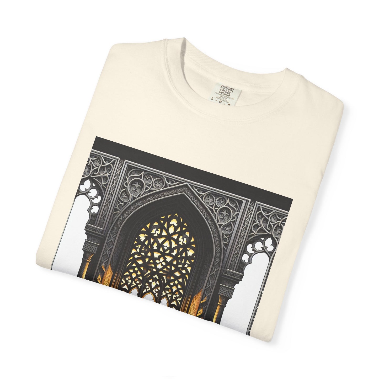 Ghostly Glow: Gothic Windows Aglow with Candlelight T-Shirt