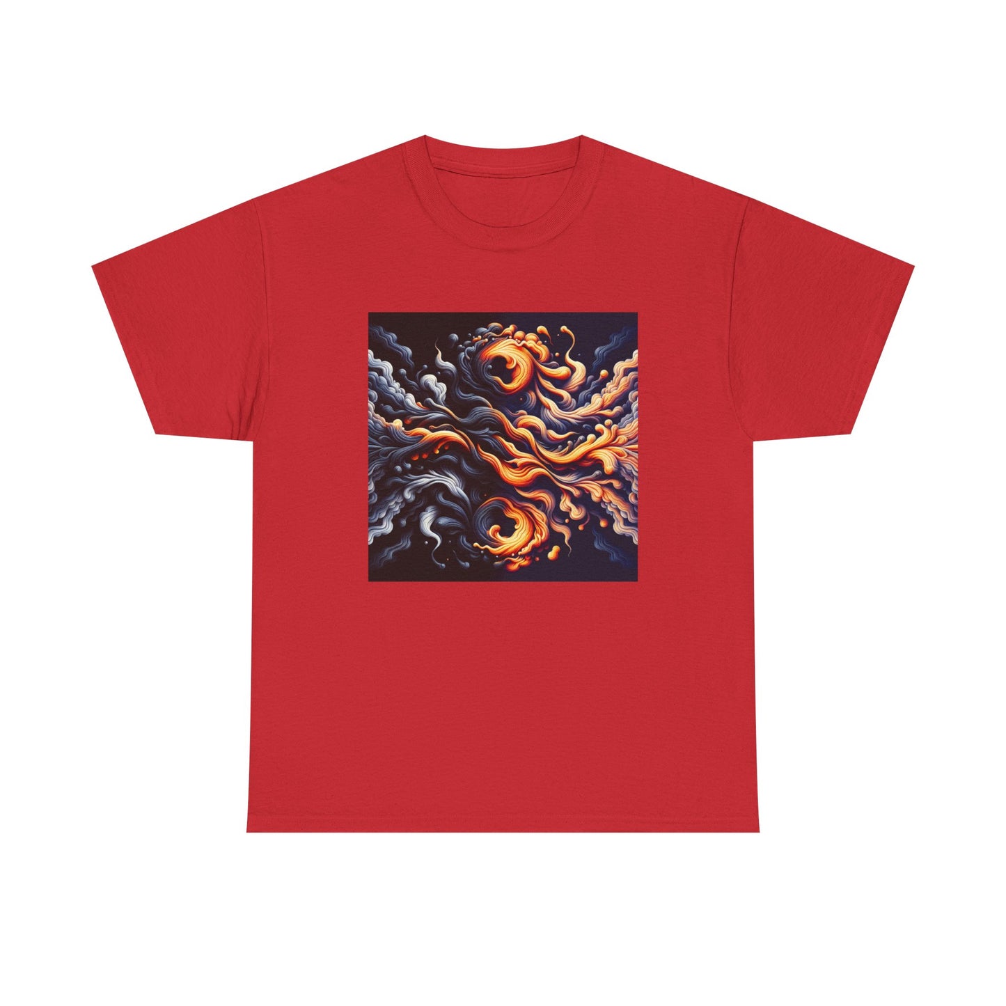 Smoke Swirl Sensation: Mesmerize in Black & Orange T-Shirt