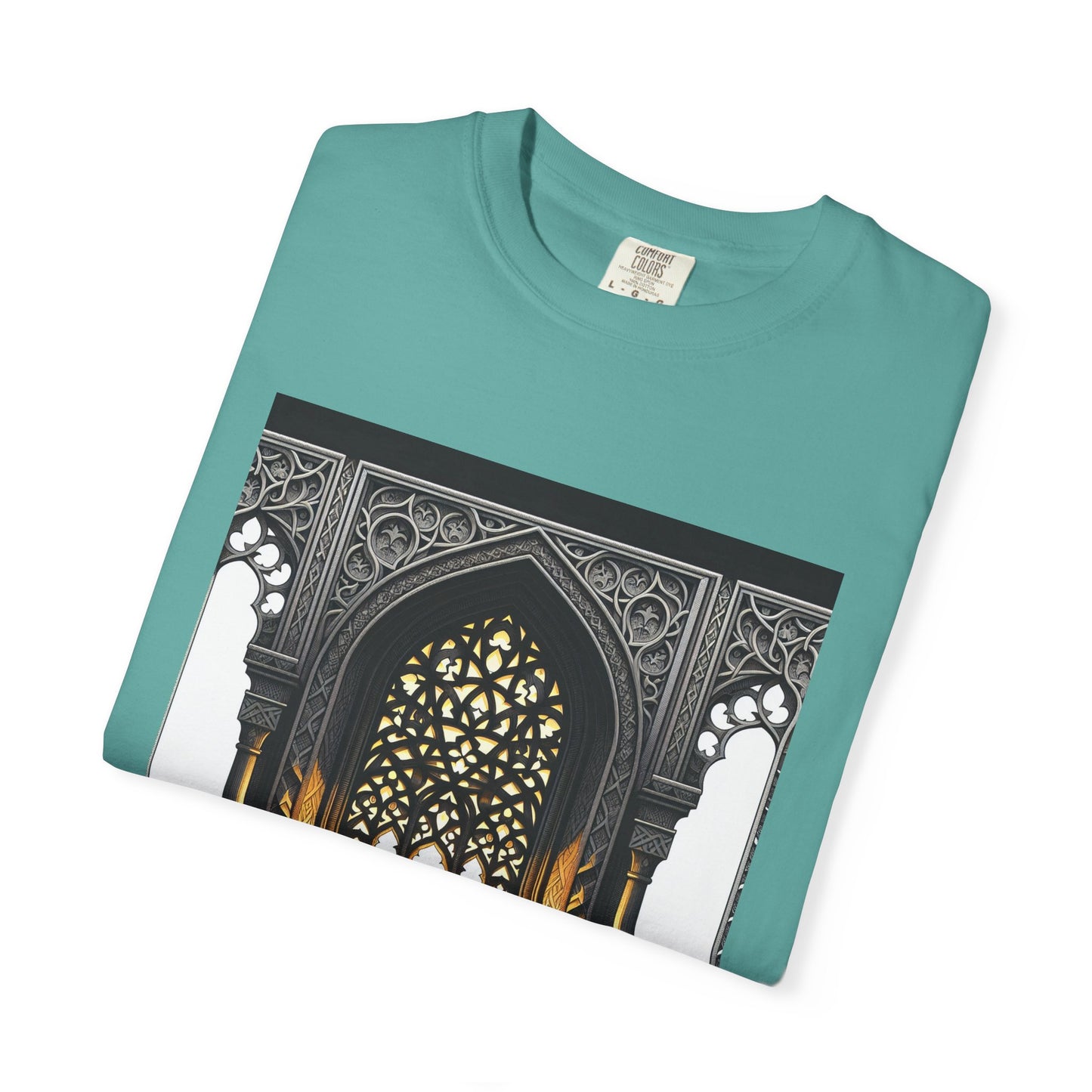 Ghostly Glow: Gothic Windows Aglow with Candlelight T-Shirt