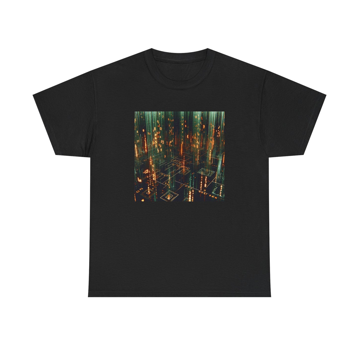 Code Cascade: Orange Matrix Vibes Tee T-Shirt