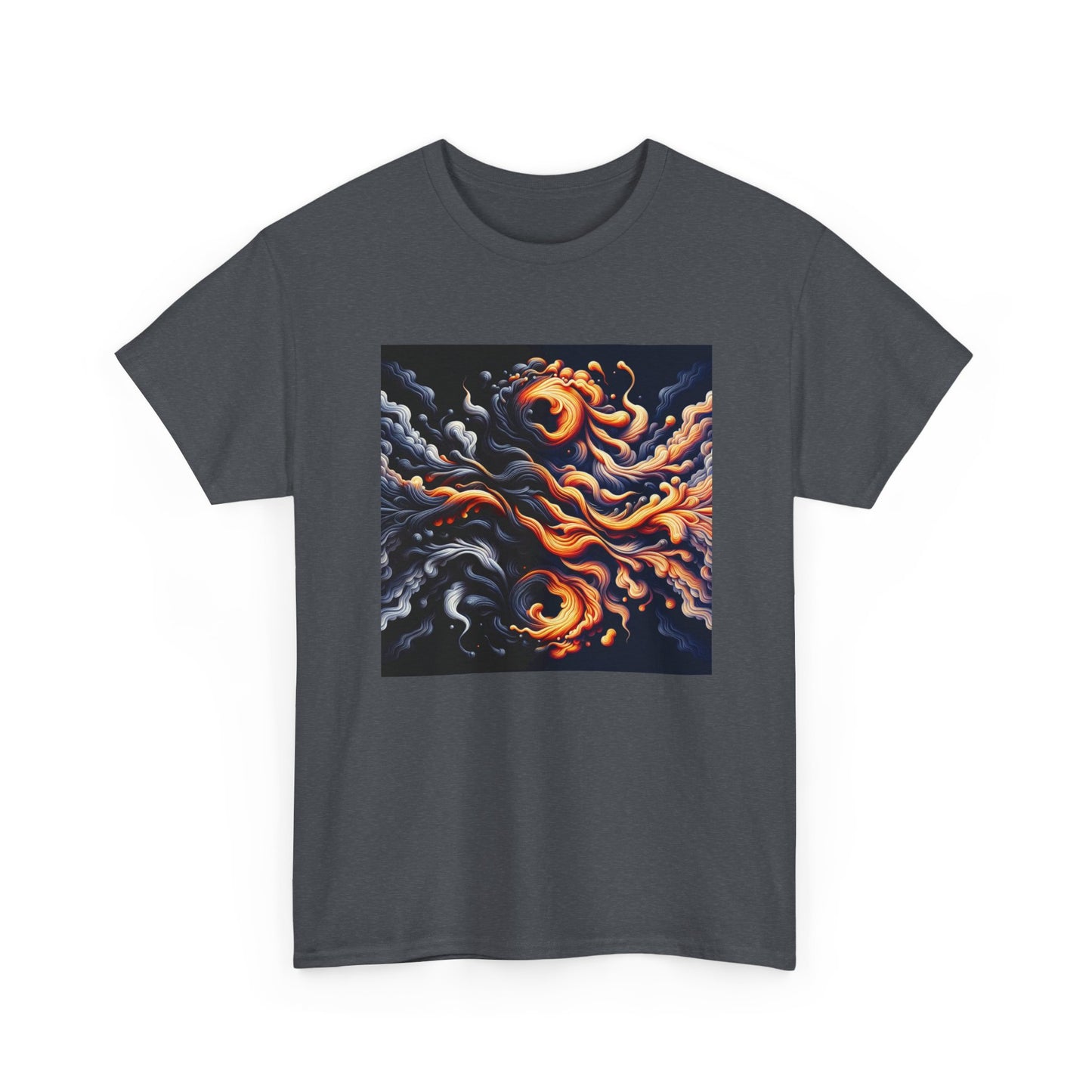 Smoke Swirl Sensation: Mesmerize in Black & Orange T-Shirt