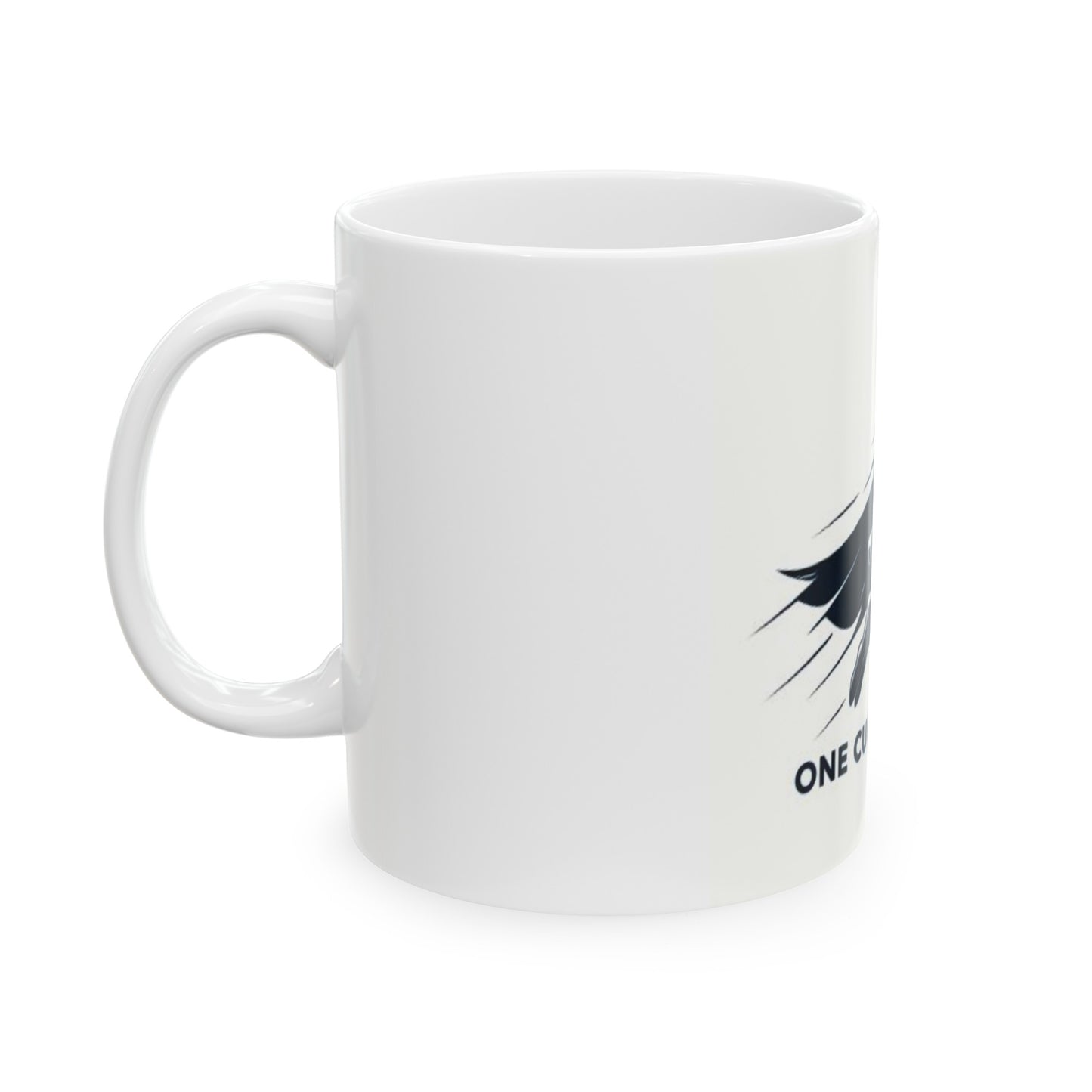 "One Cup and Away" Design Ceramic Mug, (11oz, 15oz)