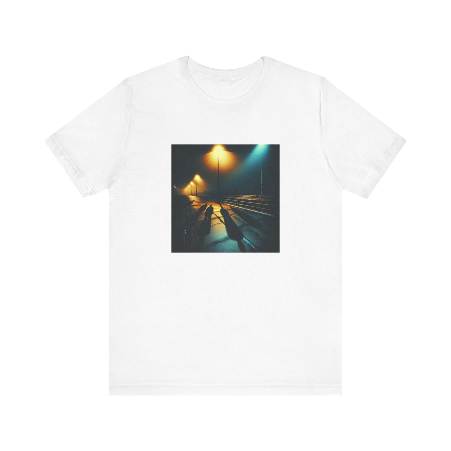 Ghostly Glows: Streetlights Casting Eerie Shadows T-Shirt