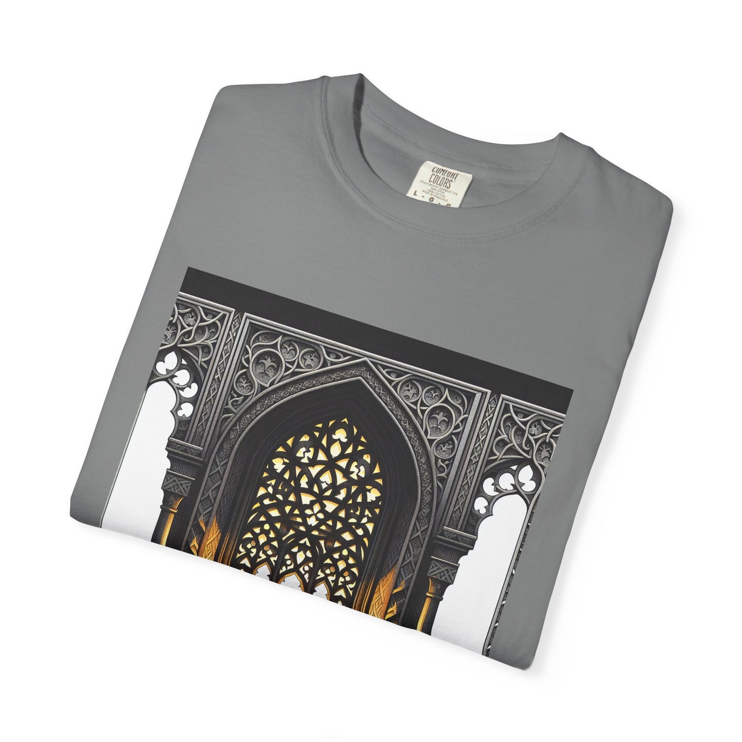 Ghostly Glow: Gothic Windows Aglow with Candlelight T-Shirt