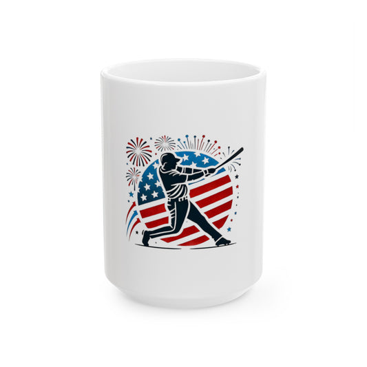 July 4th Baseball design [Ceramic Mug, (11oz, 15oz)]