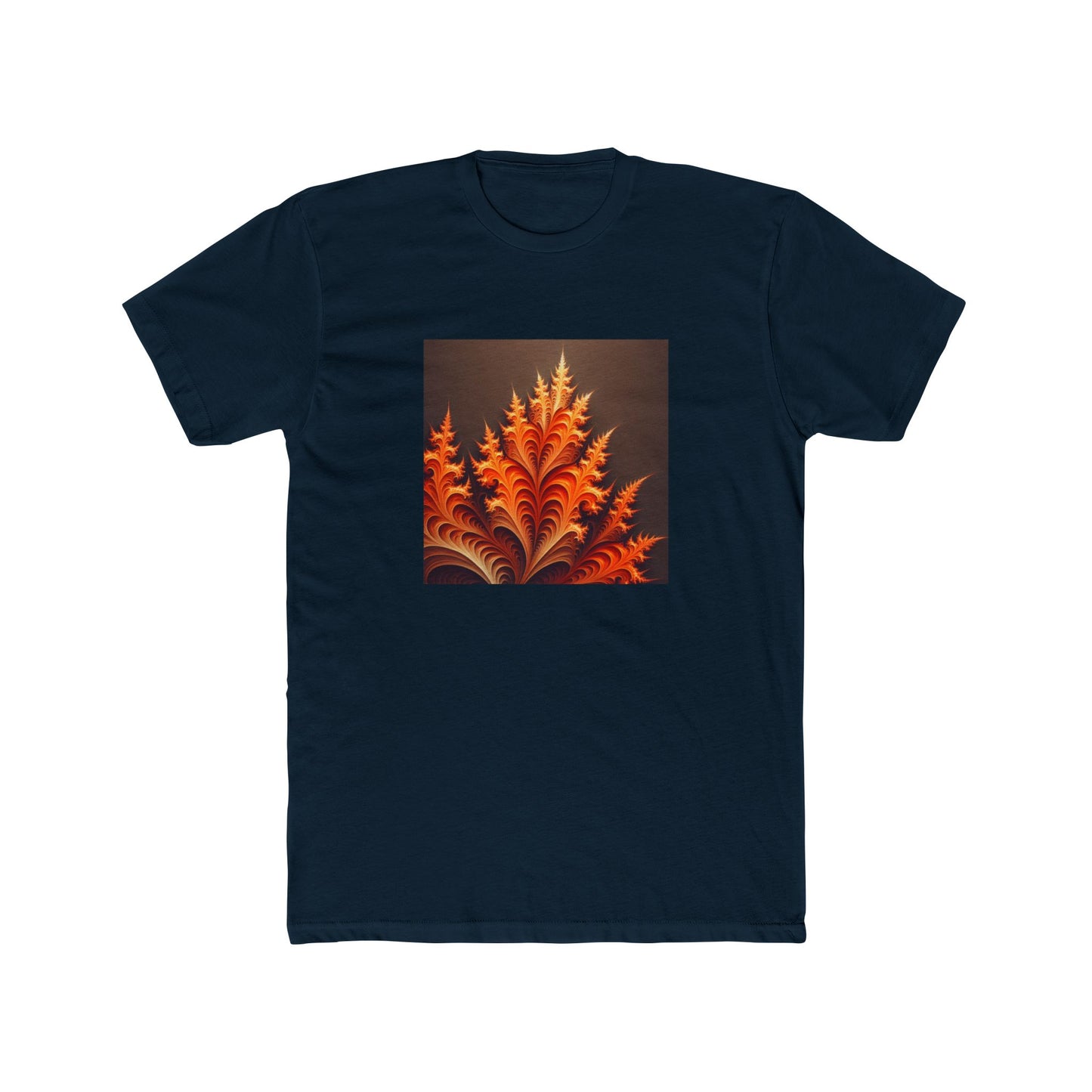 Fractal Flames: Ignite Your Style in Orange T-Shirt