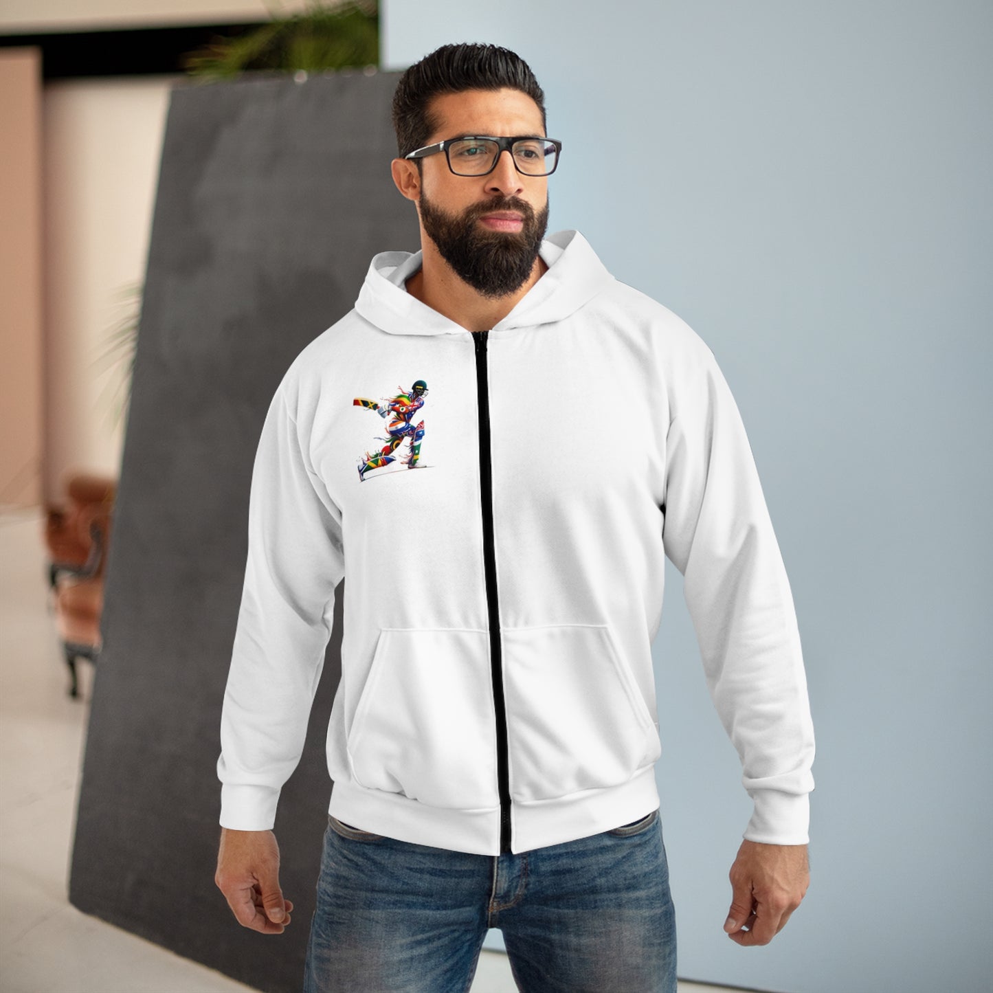 Cricket Design [Unisex Zip Hoodie (AOP)]