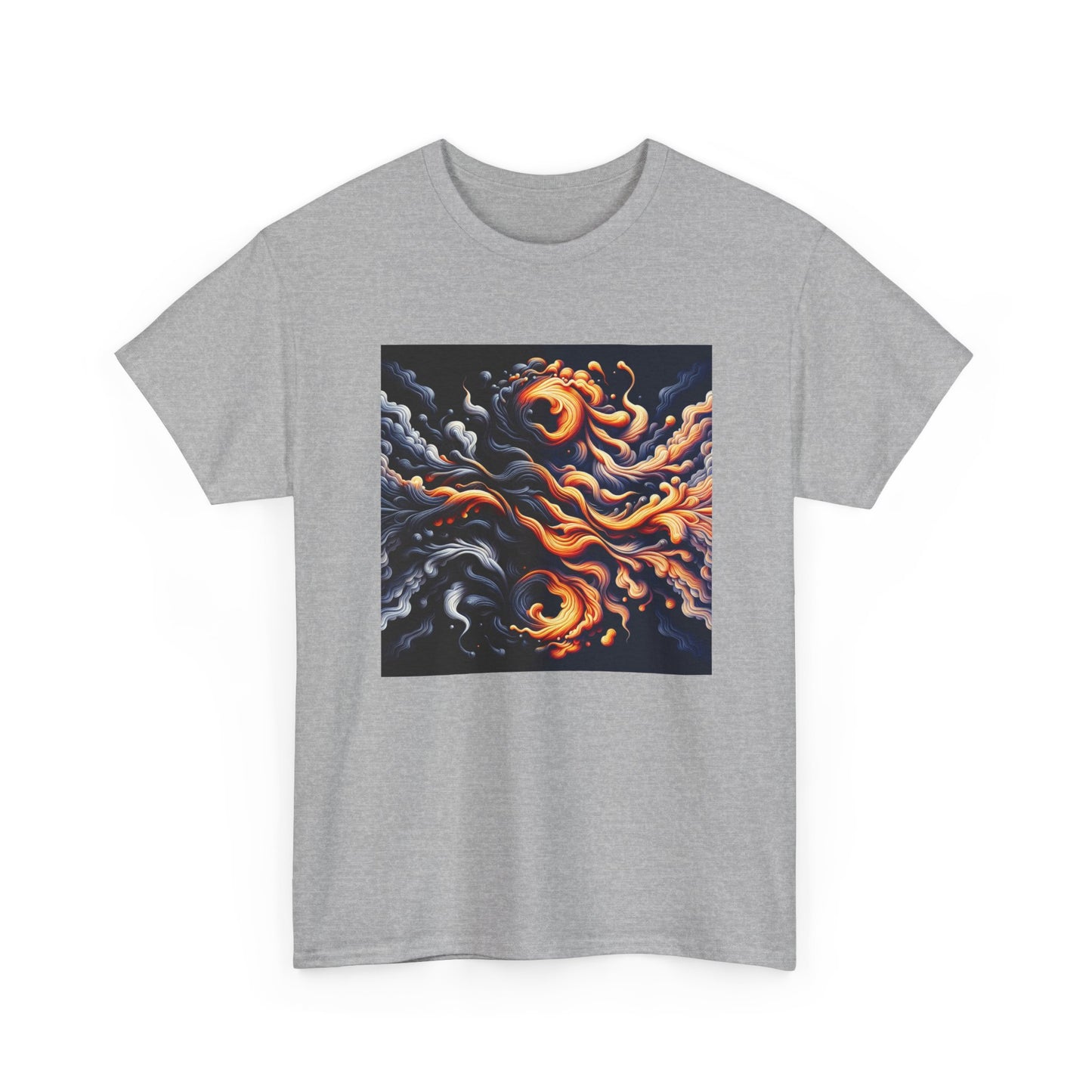 Smoke Swirl Sensation: Mesmerize in Black & Orange T-Shirt