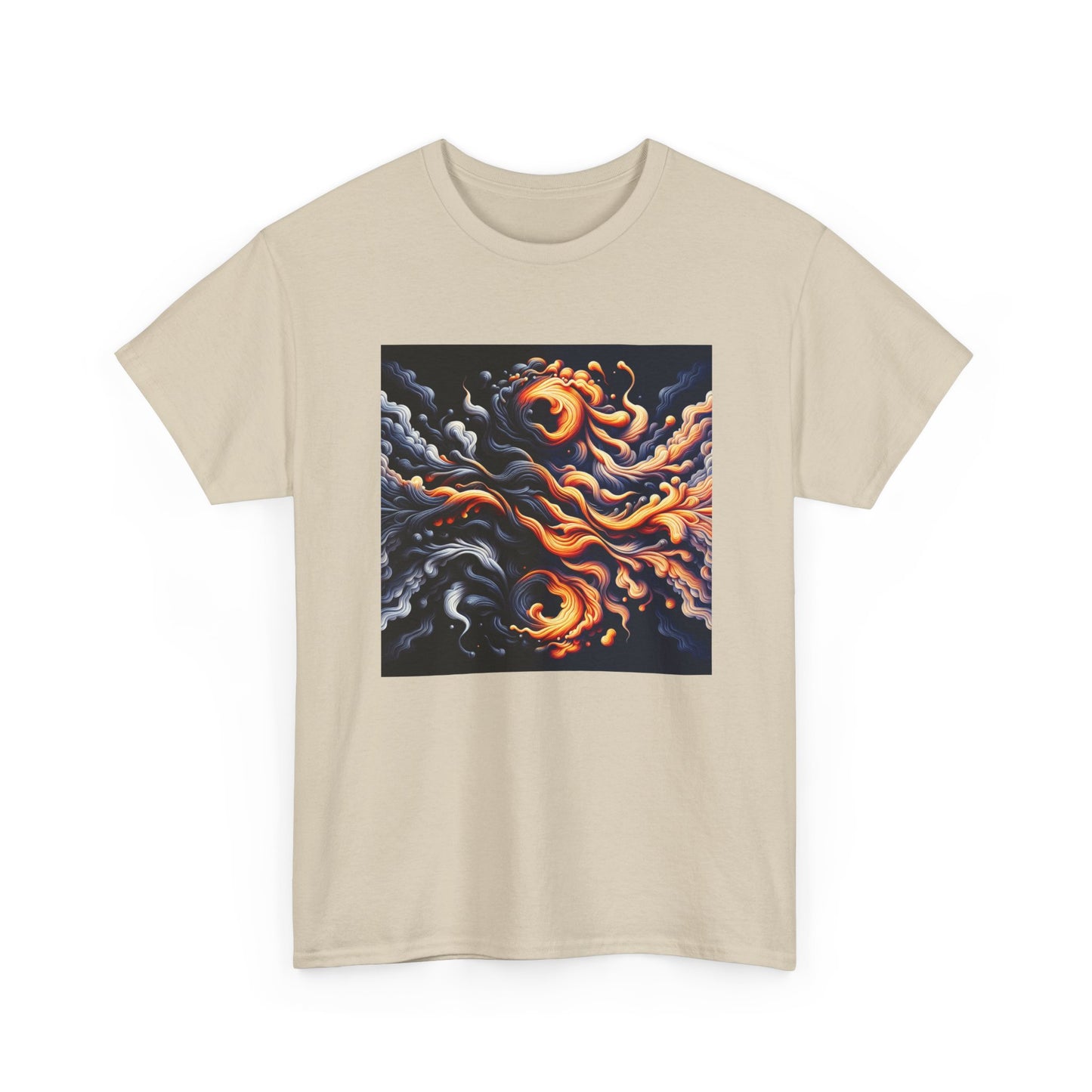 Smoke Swirl Sensation: Mesmerize in Black & Orange T-Shirt