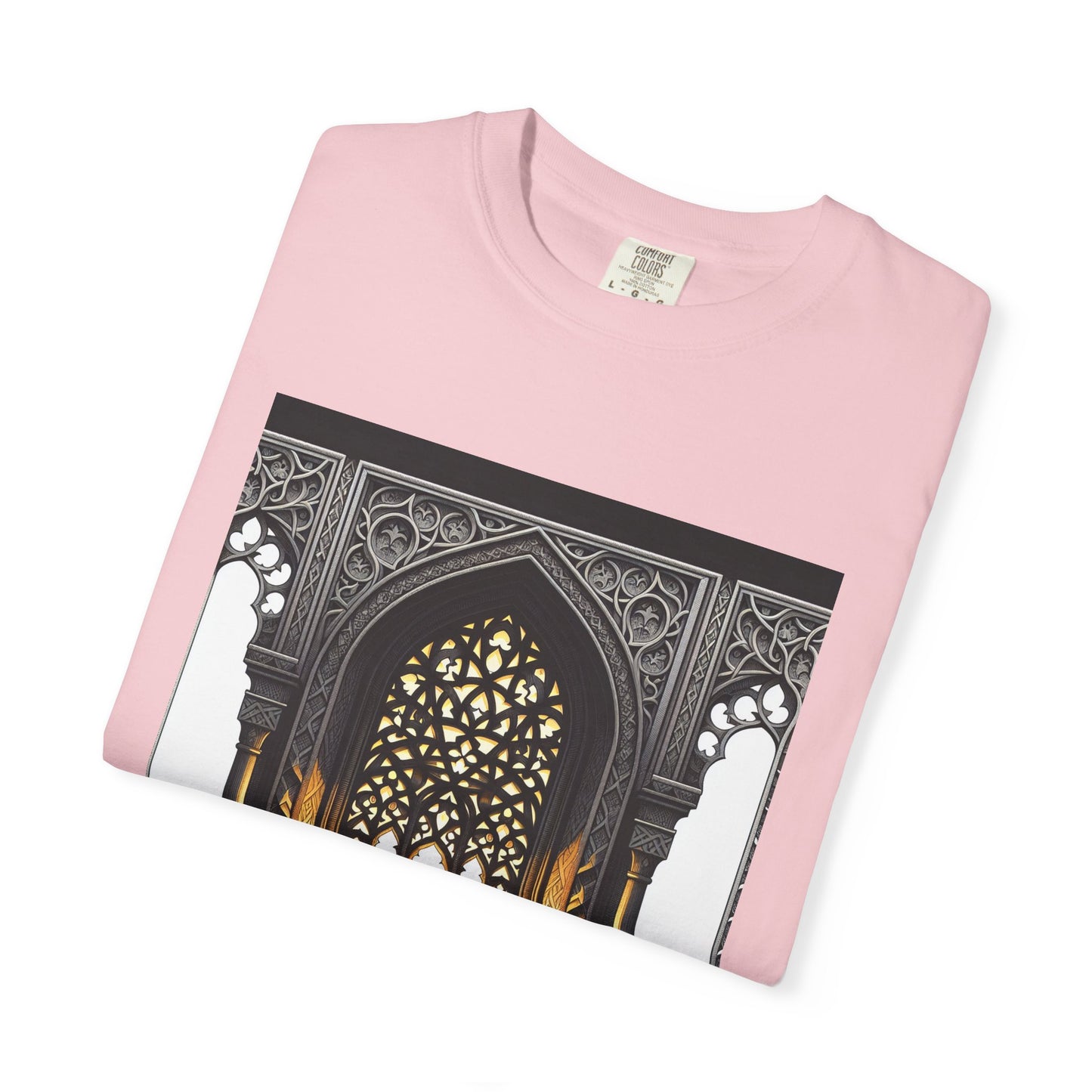 Ghostly Glow: Gothic Windows Aglow with Candlelight T-Shirt